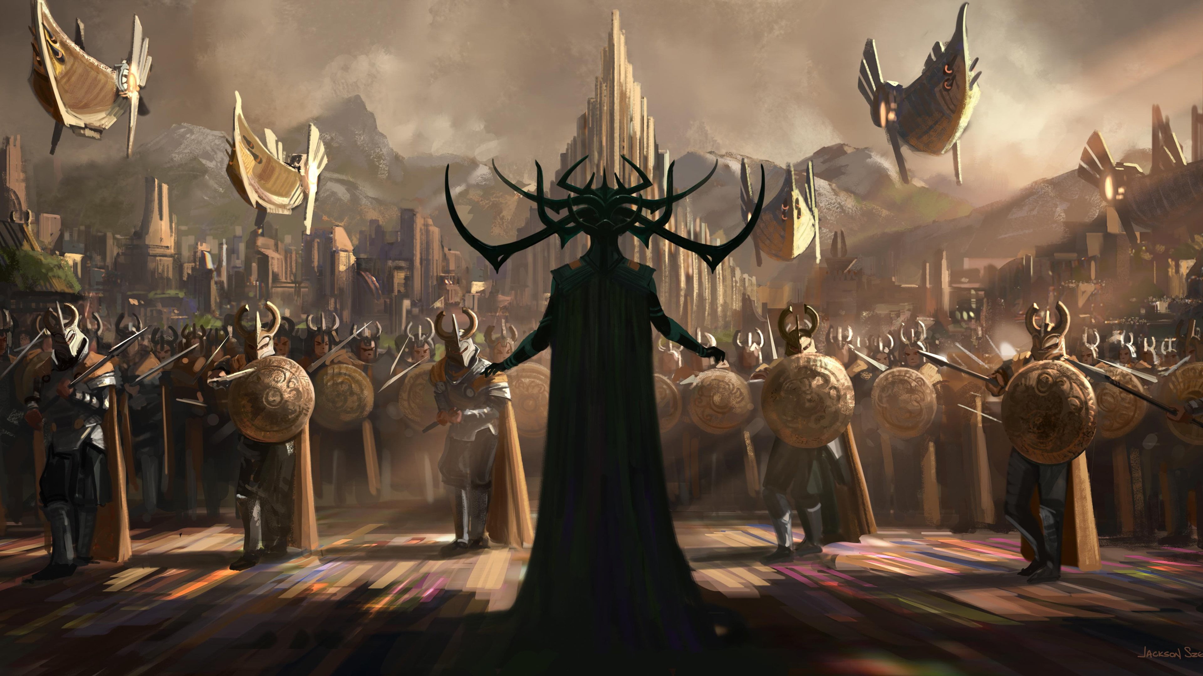 artwork, architecture, soldier, nature, representation, Thor : Ragnarok, hanging, Thor, illuminated, city, indoors, creativity, art and craft, day, real people, HD Wallpaper