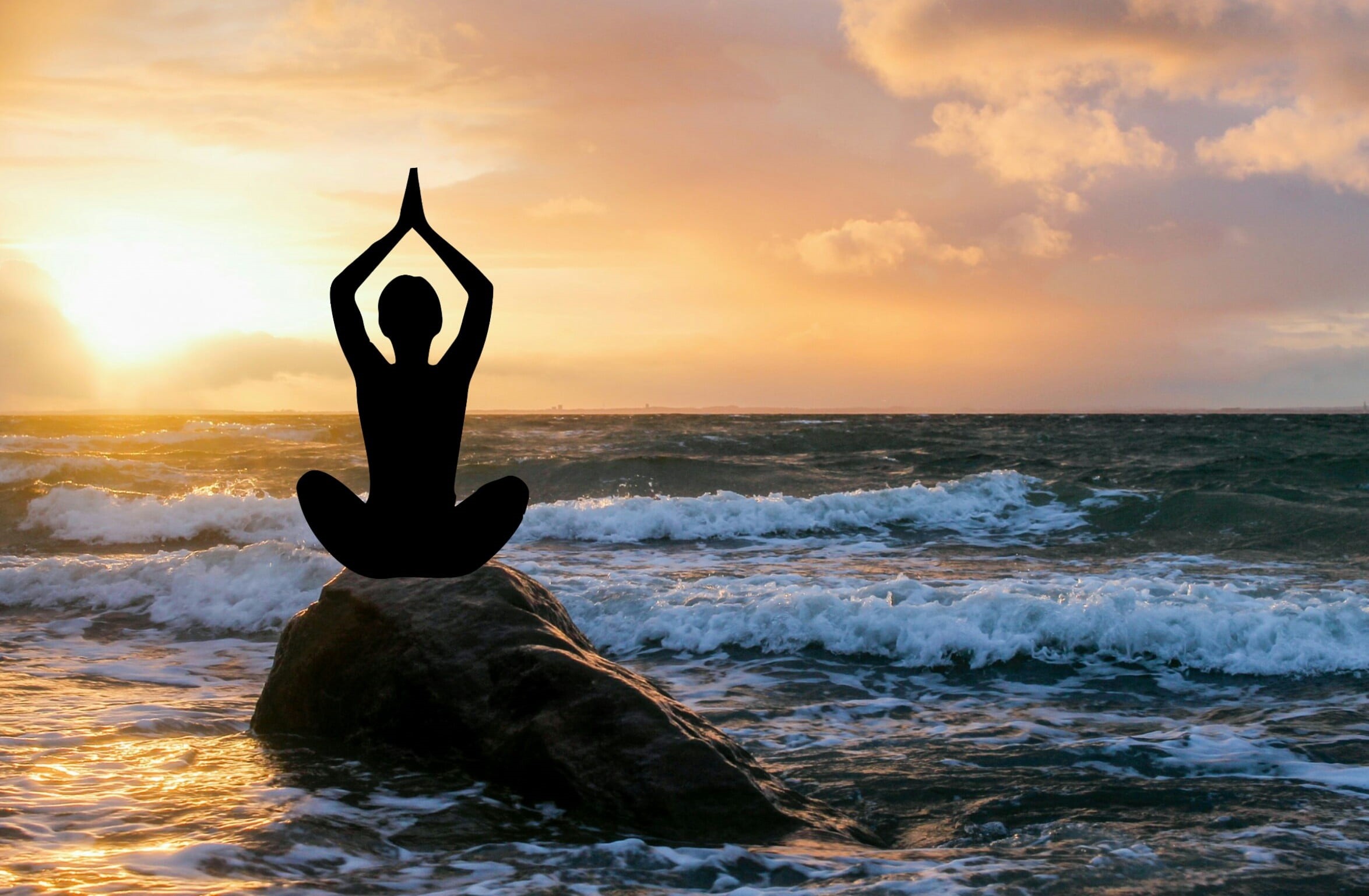 nature, cloud, brain sync, beauty in nature, rest, meditate, dawn, sun, dusk, statue, evening, summer, spiritual, silhouette, horizon over water, arms raised, HD Wallpaper