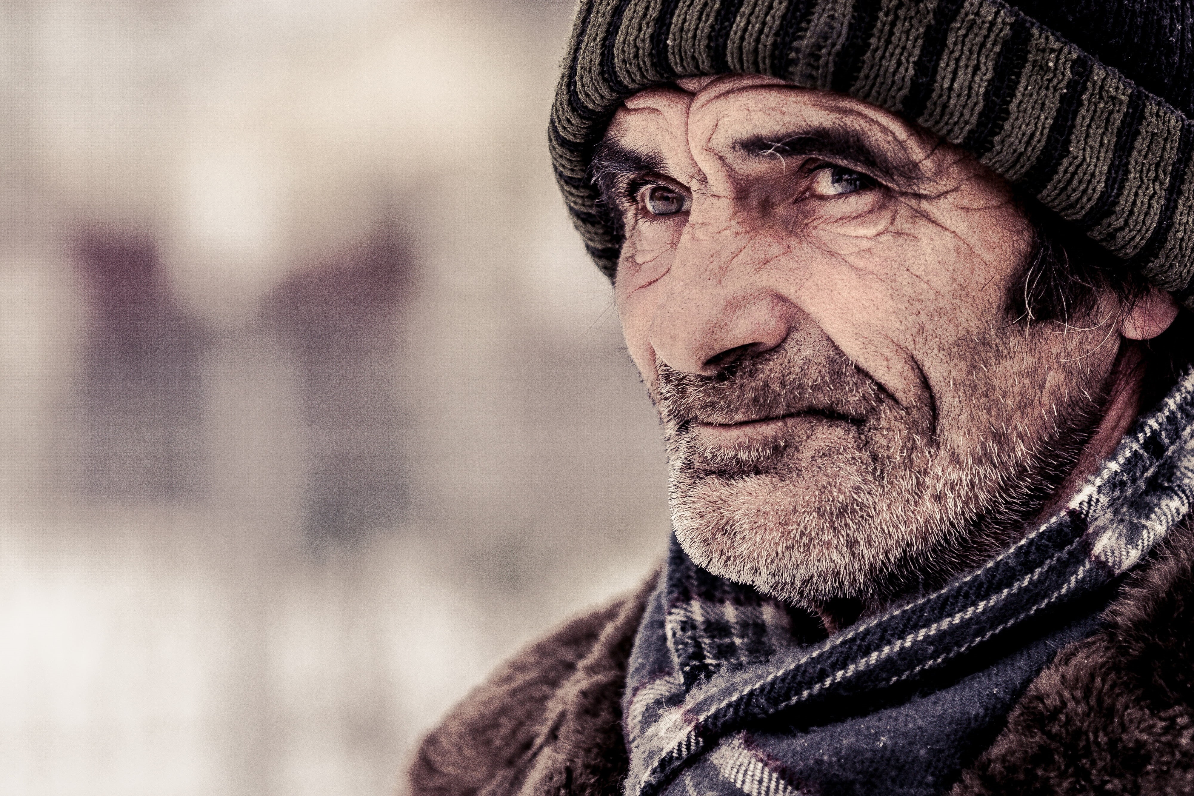 experience, facial hair, beard, portrait, body part, scarf, adults only, headshot, clothing, kindness, serious, man, cold temperature, mature adult, knit, HD Wallpaper
