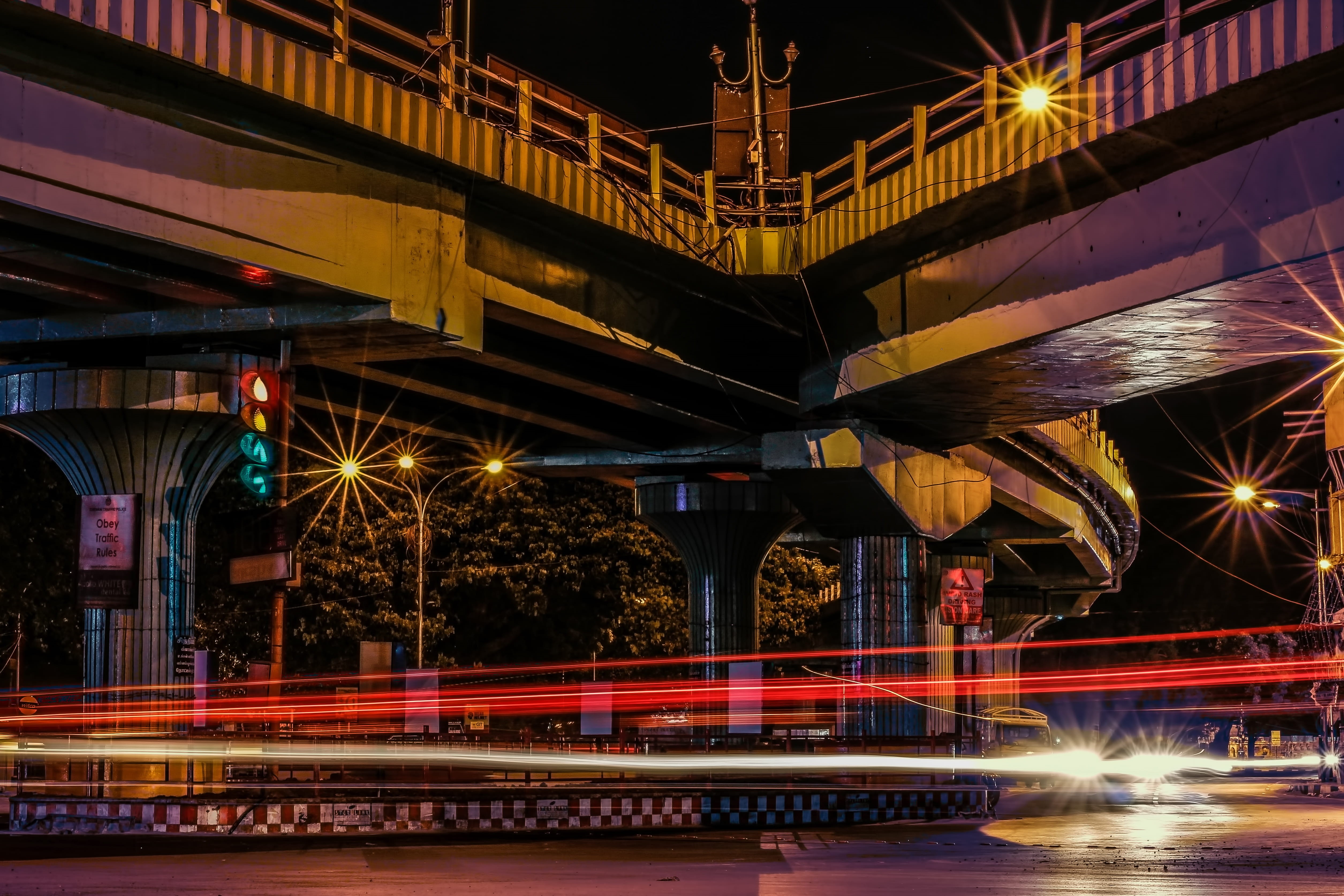 travel destinations, motion, car, india, traffic, city life, transportation, long exposure, glowing, building, roadside, outdoors, road, mode of transportation, HD Wallpaper