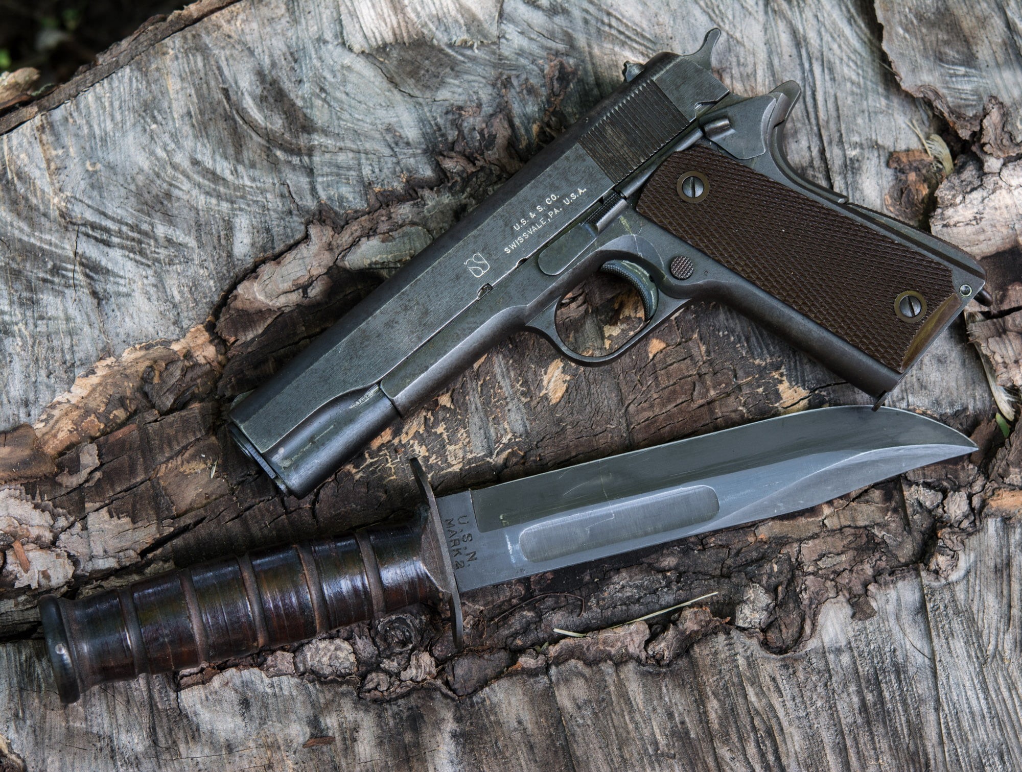 warning sign, handgun, social issues, old, ammunition, weapon, gun, pistol, 1080P, black color, bowie, table, indoors, automatic, wood - material, day, HD Wallpaper