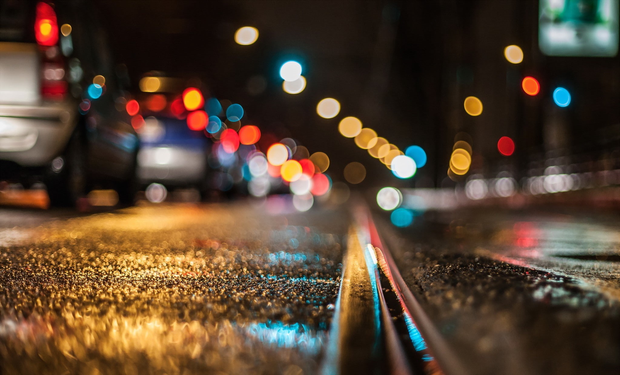 vehicle, car, night, 1080P, road, lights, traffic, bokeh, HD Wallpaper