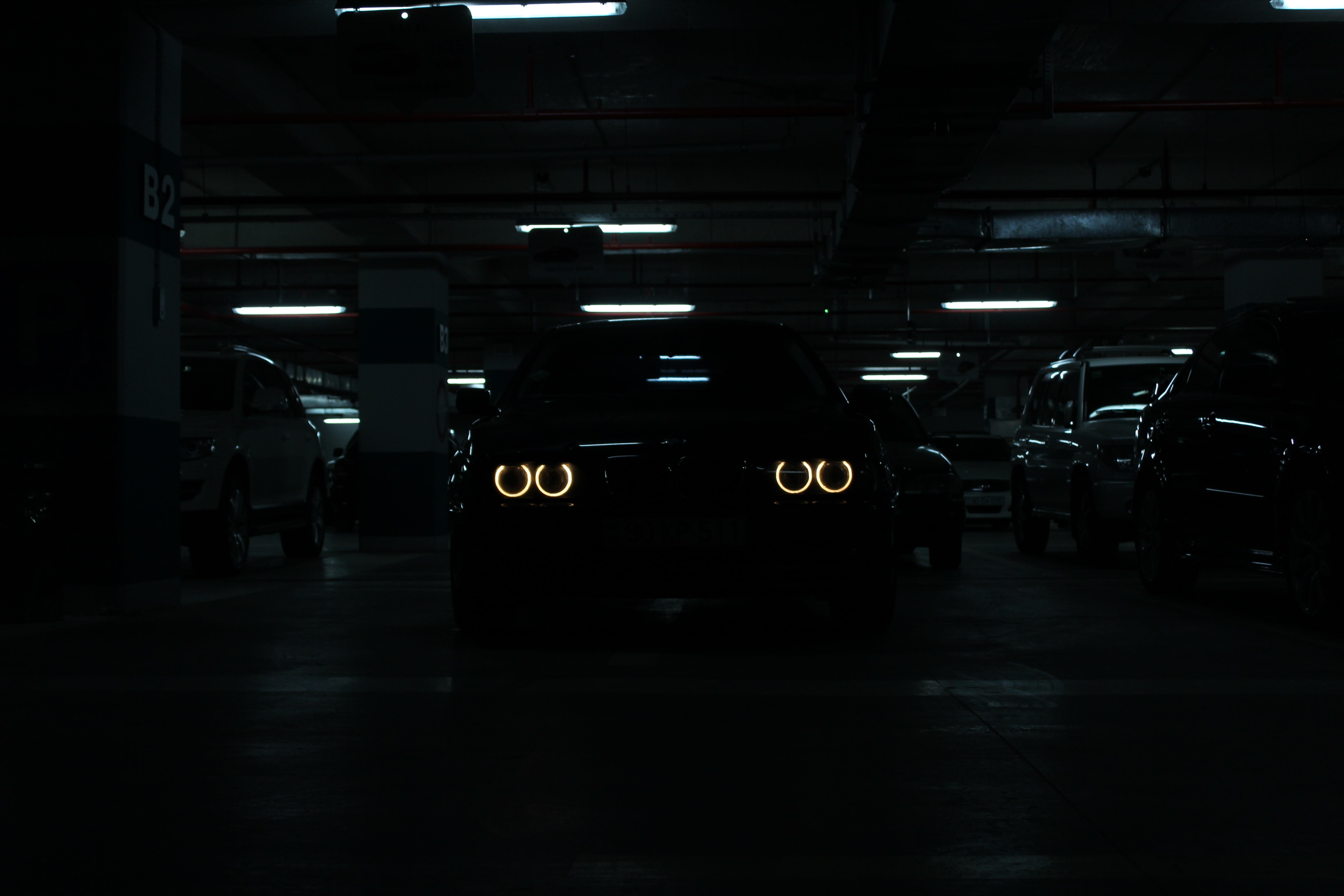 bmw, angel eyes, 5K, Parking, e39, HD Wallpaper