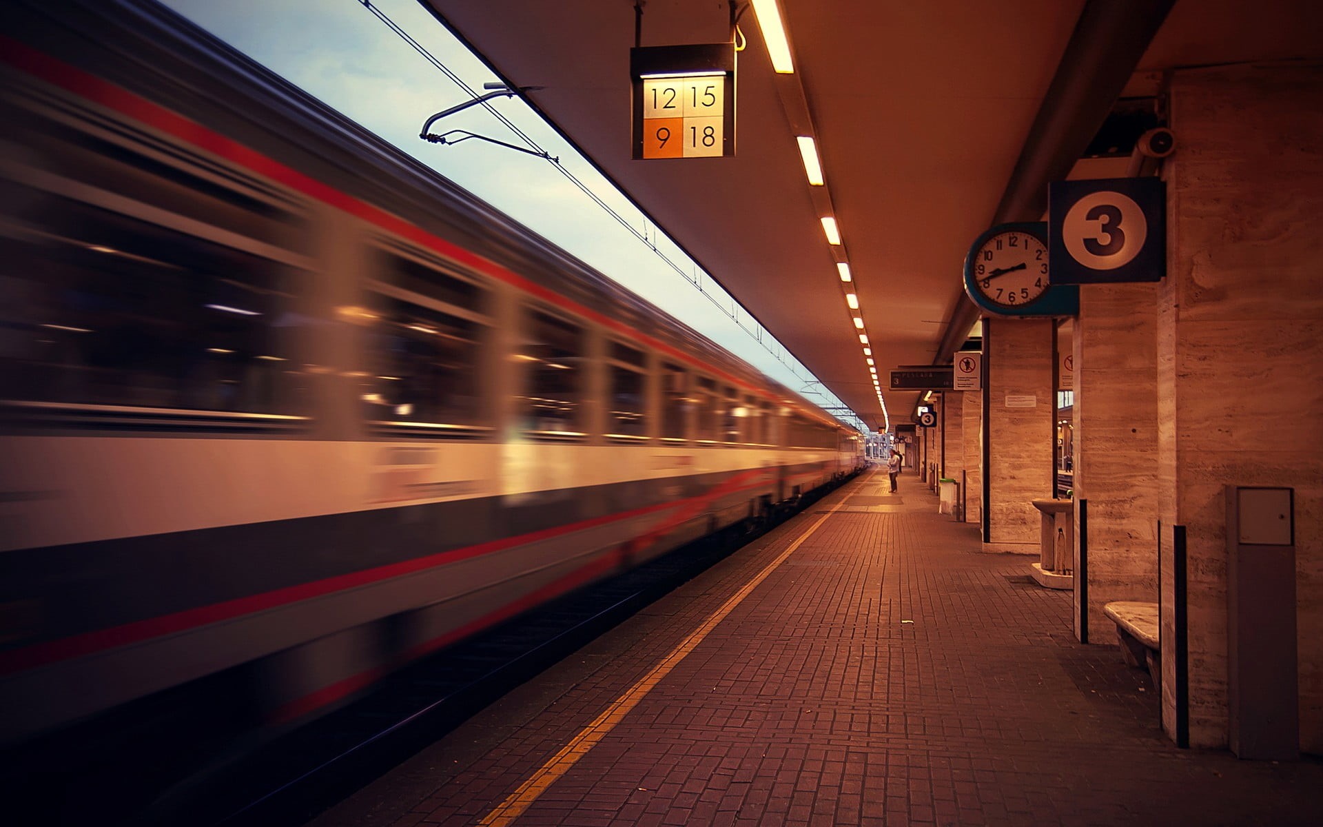 railroad station platform, speed, on the move, railroad station, public transportation, clock, railroad track, station, architecture, mode of transportation, HD Wallpaper