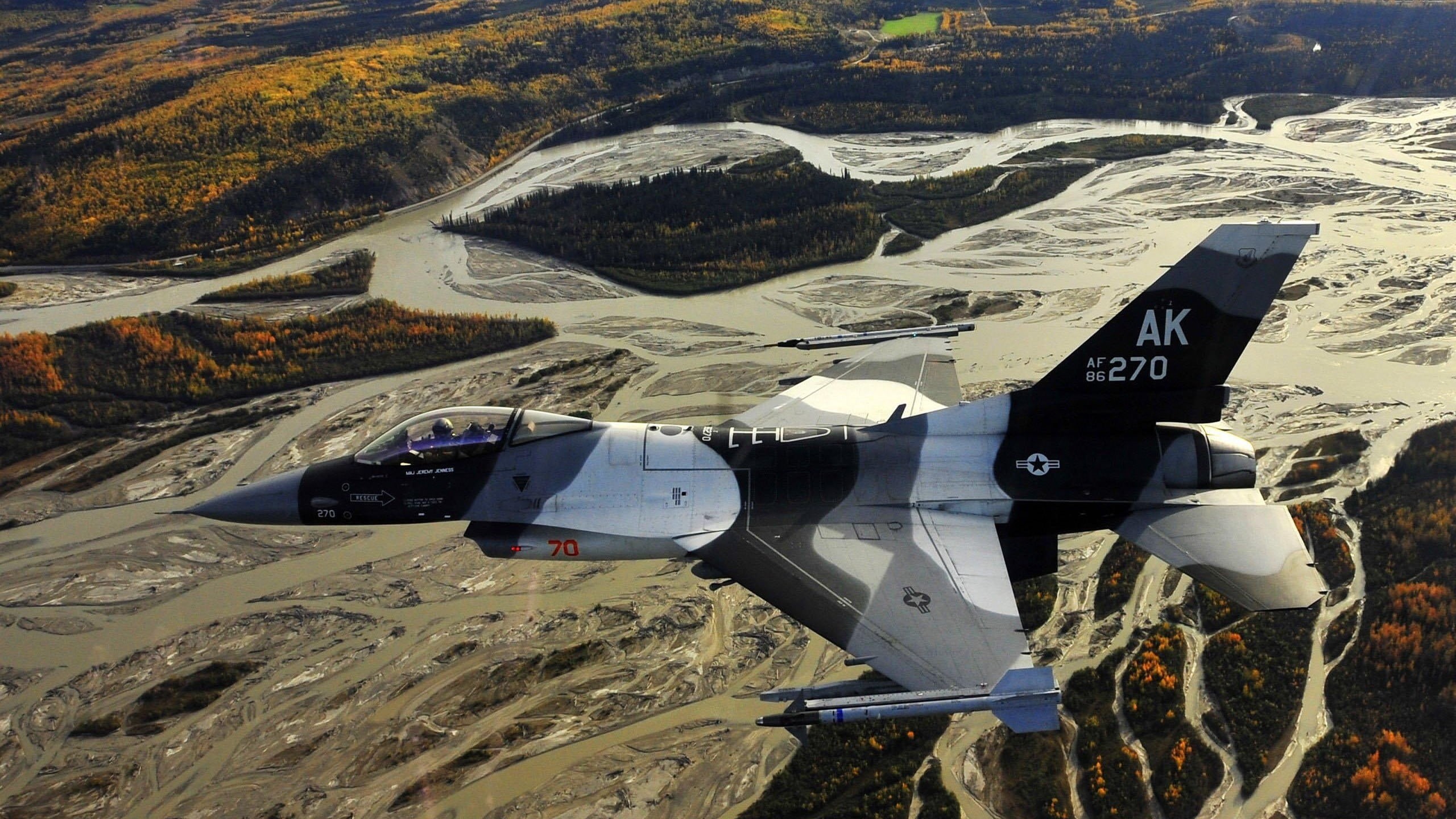 beauty in nature, aerial view, US Air Force, landscape, transportation, Alaska, flying, sunlight, river, 2K, white, field, high angle view, nature, military aircraft, HD Wallpaper