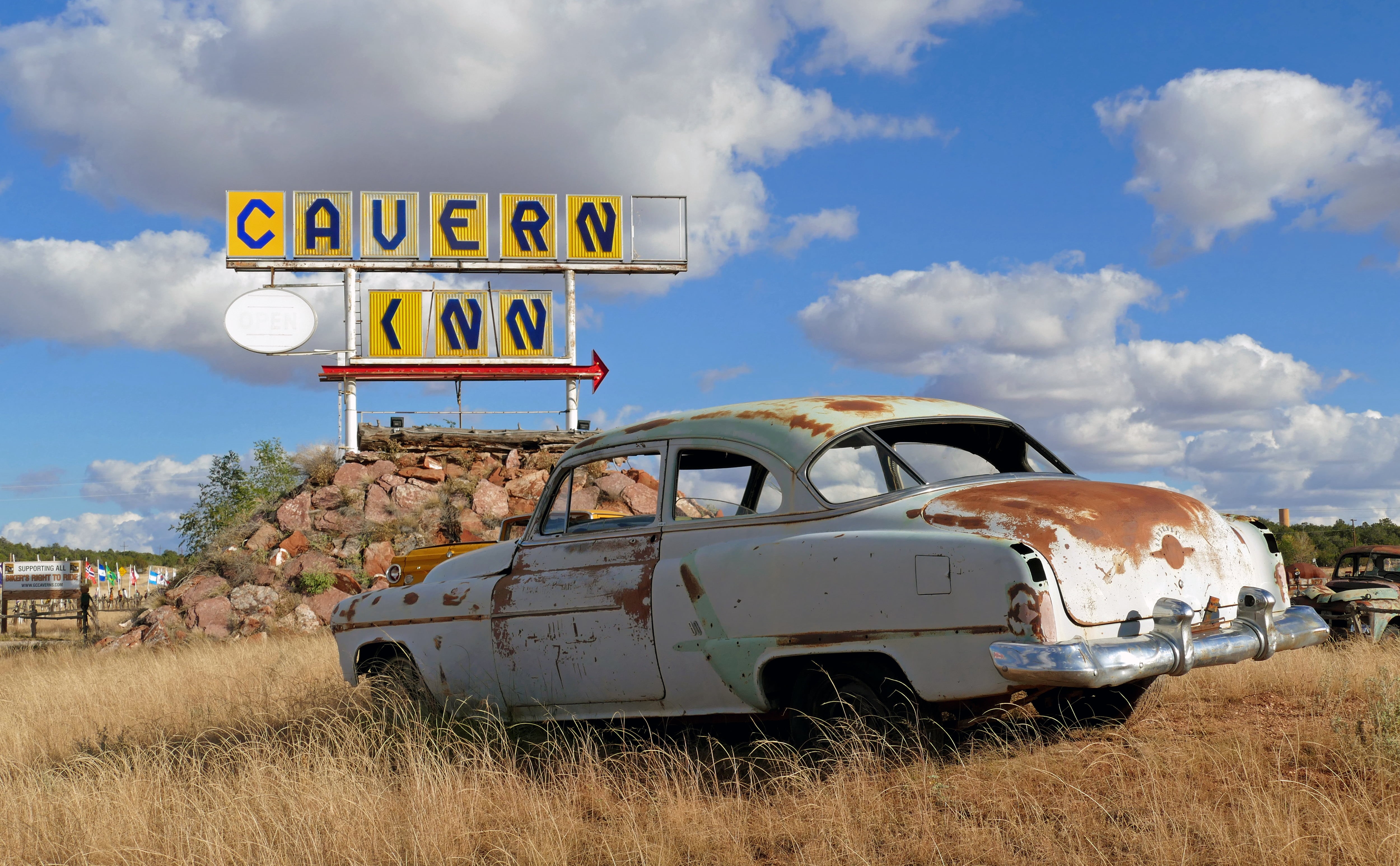 flickr, Route 66, Cars, car, Oldsmobile, USA, lover, Cavern, rusty, old-fashioned, Rust, photos, signage, geo tagged, Arizona, Panasonic, Grand canyon, HD Wallpaper