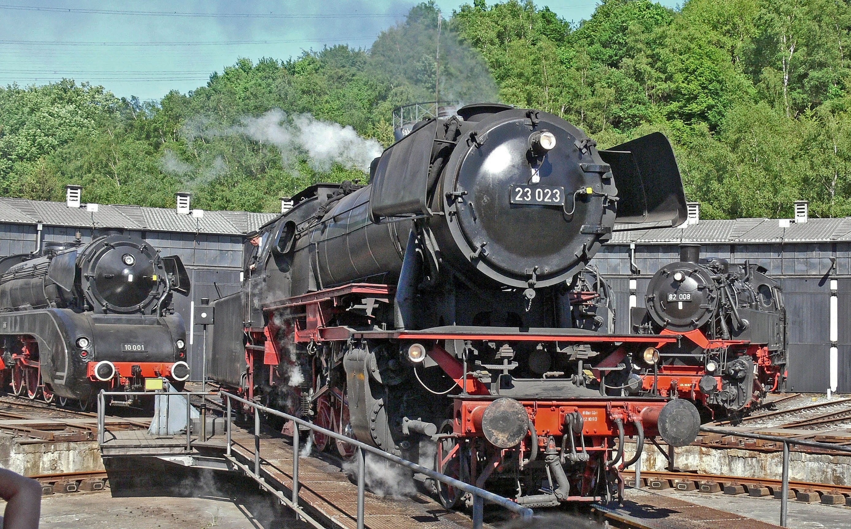 mode of transportation, railway museum, outdoors, nostalgia, track star, parade lineup, travel, no people, train, railroad track, br 23, museum day, historically, HD Wallpaper
