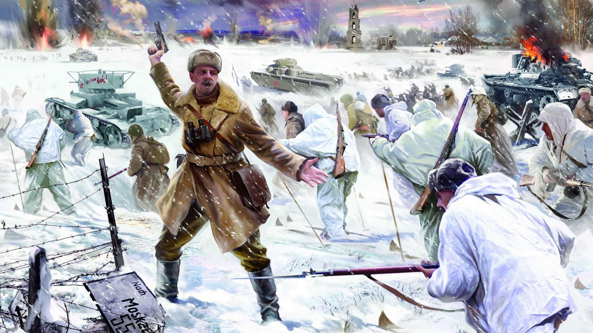 frozen, men, arts culture and entertainment, people, painting, Operation " Typhoon", war, soldiers, crowd, figure, representation, The battle of Moscow, HD Wallpaper