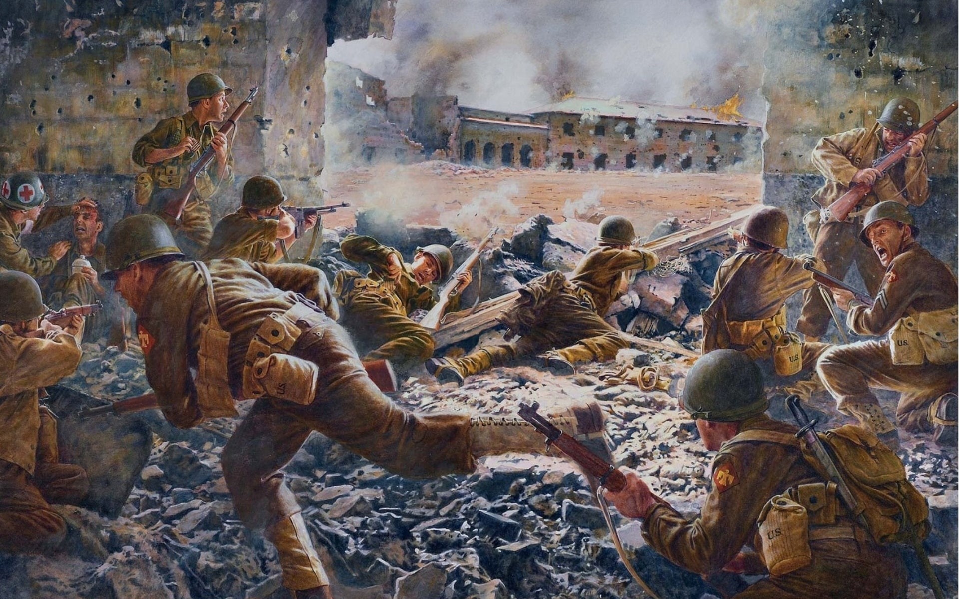 men, aggression, day, government, built structure, fighting, smoke - physical structure, large group of people, architecture, history, 1080P, HD Wallpaper