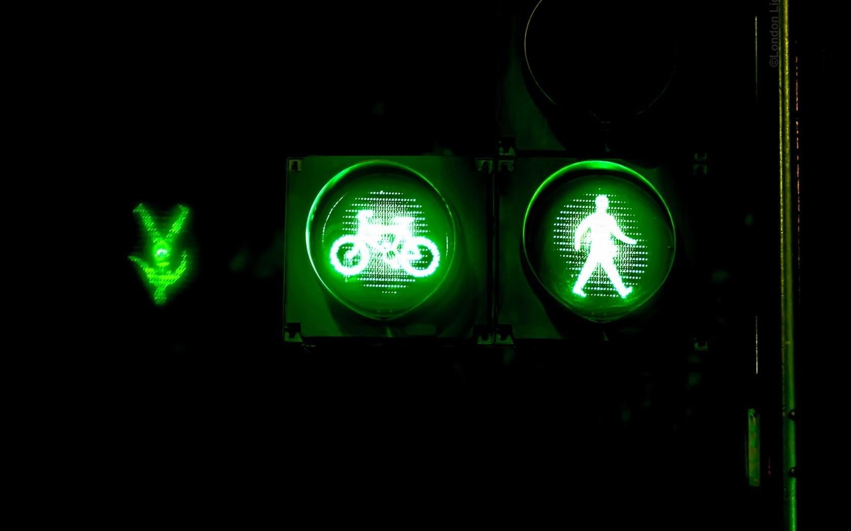 green, night, sign, traffic, 720P, city, light, HD Wallpaper