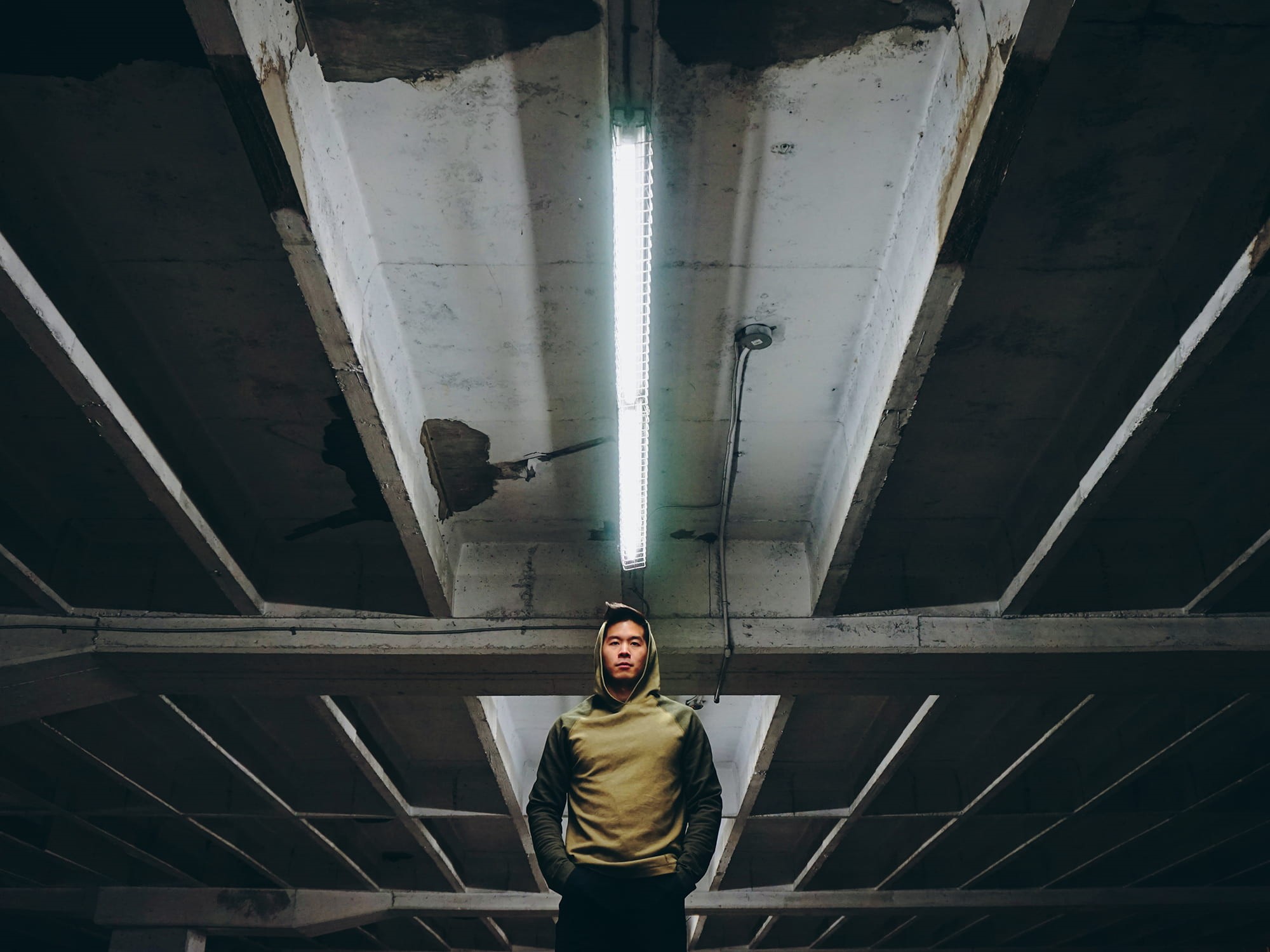 indoors, building, one person, neon lamp, dark, light fixture, lot, young men, illuminated, man, architectural column, built structure, casual clothing, HD Wallpaper
