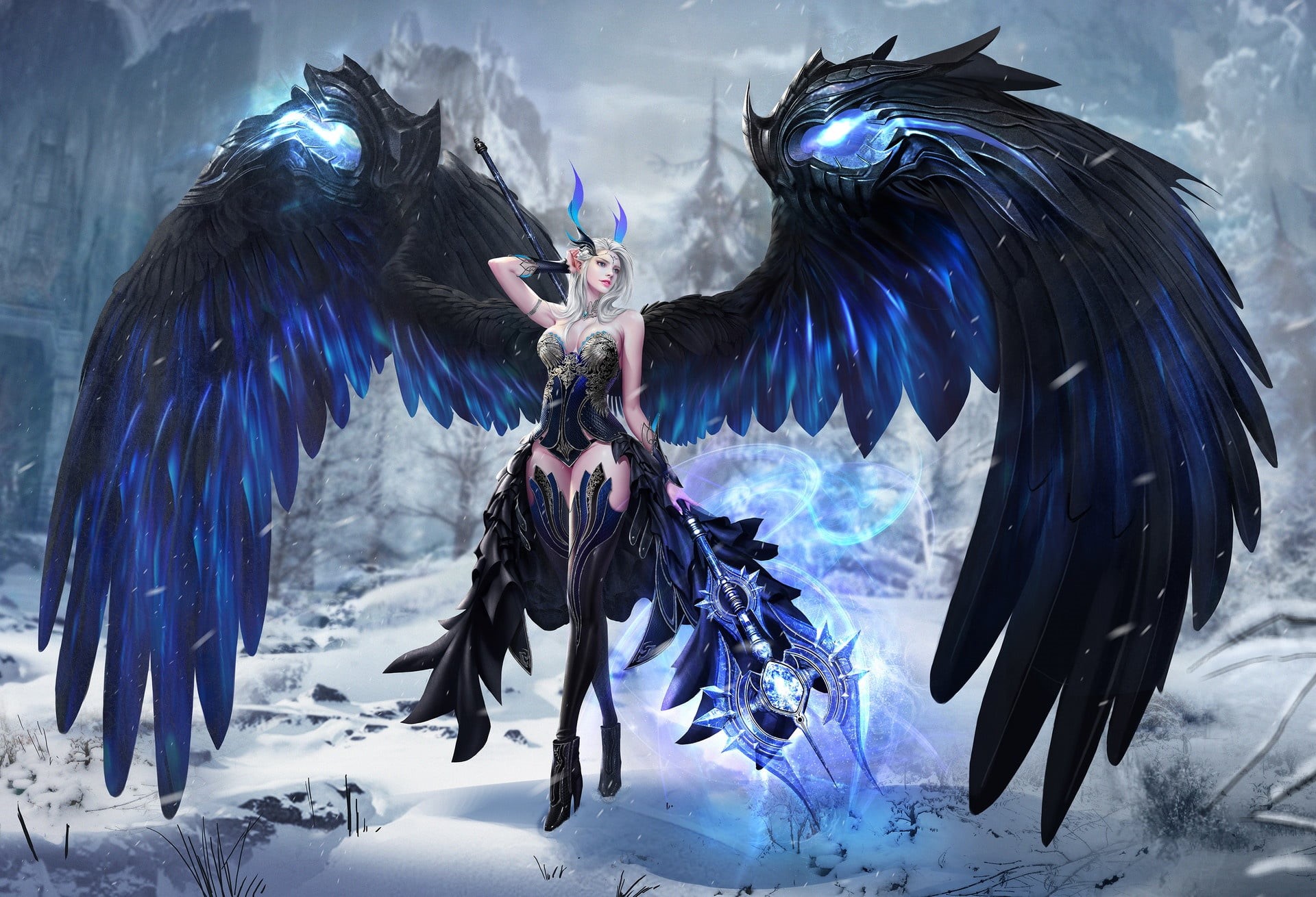 flying, Solar interference signal, LVL, wings, ERA OF ANGELS, nature, art and craft, animal, animals in the wild, animal wildlife, costume, snow, outdoors, HD Wallpaper