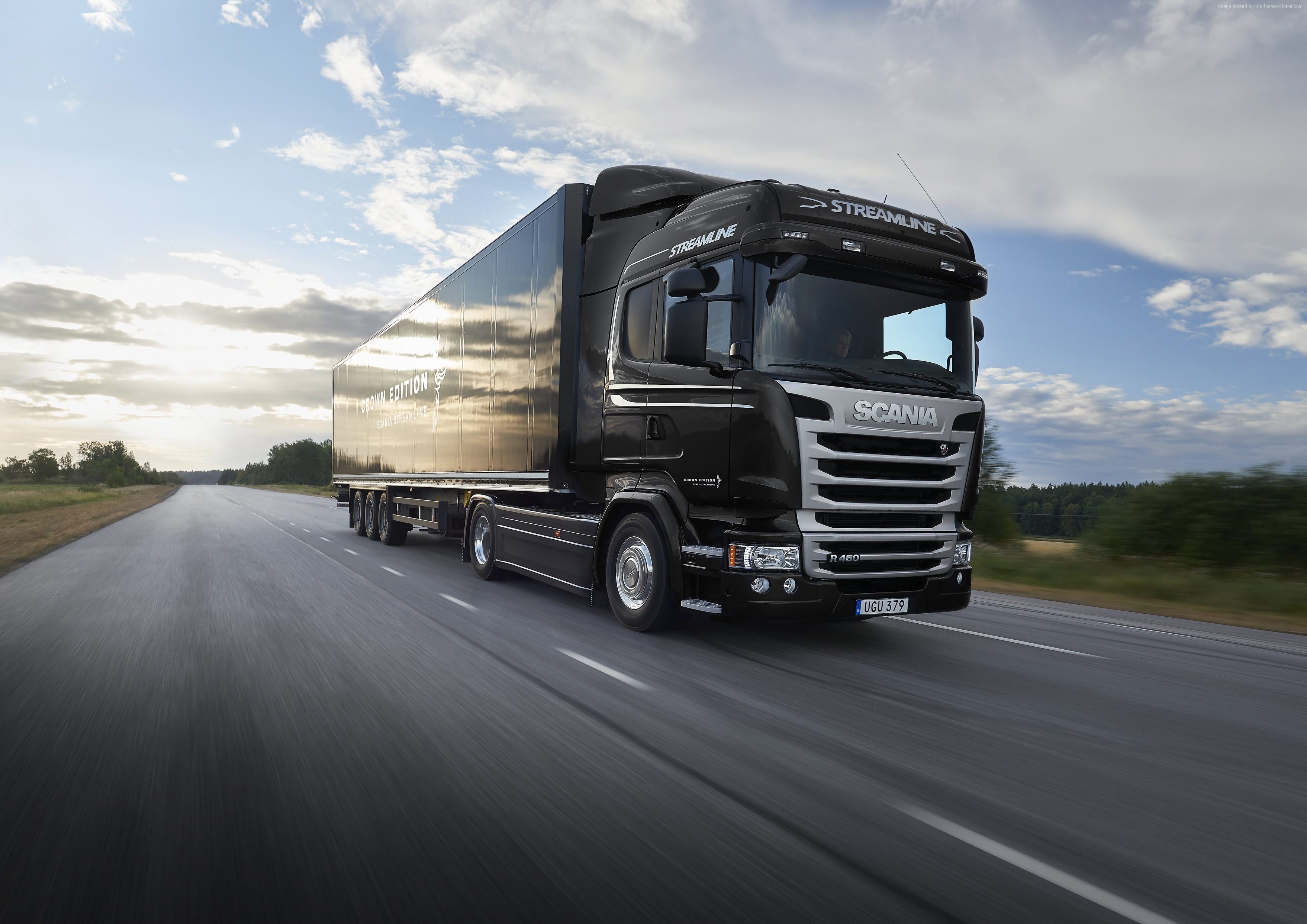 black, crown edition, 2K, track, Scania R520, HD Wallpaper