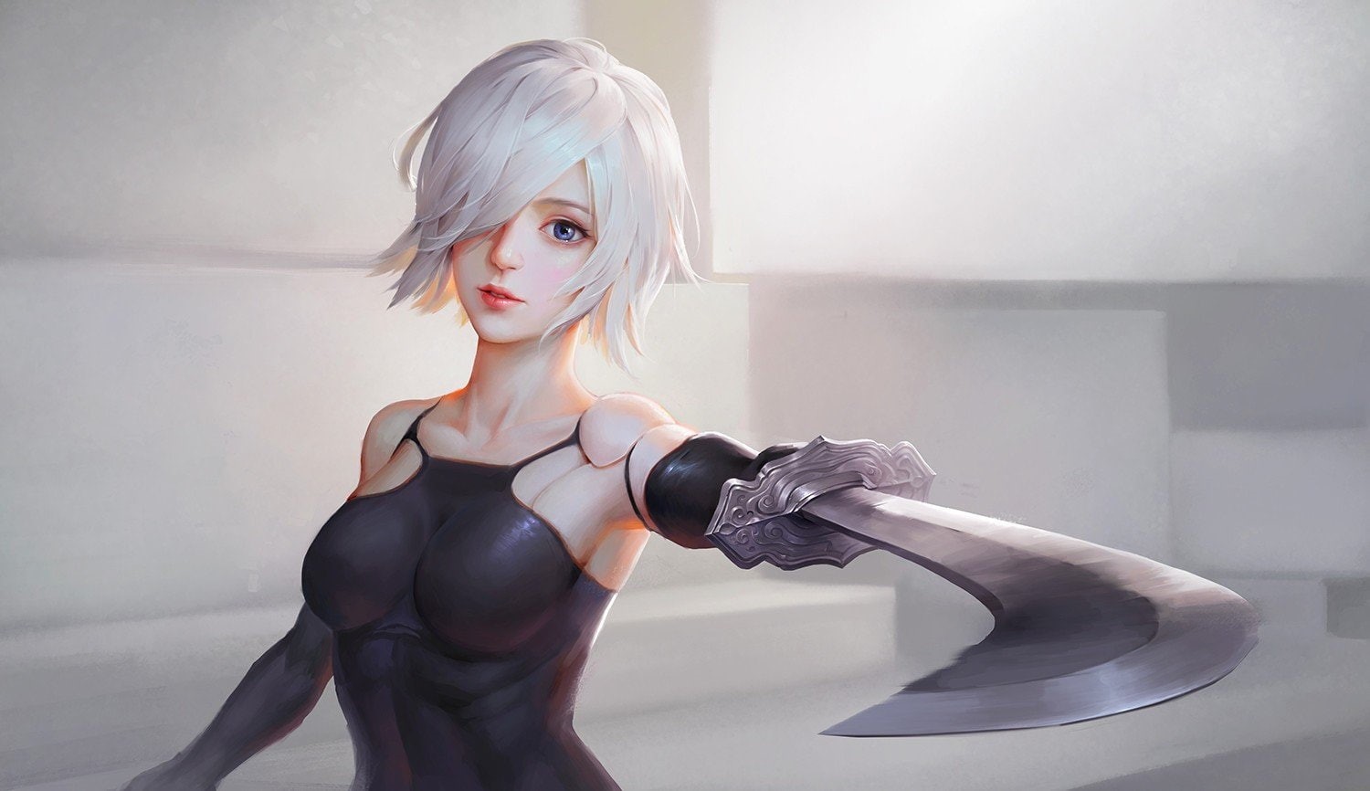 actors, Nier: Automata, x, art, automata, Warrior, fantasy, px, people, nier, fantasy art, hd, 720P, 1500x866 px, HD Wallpaper