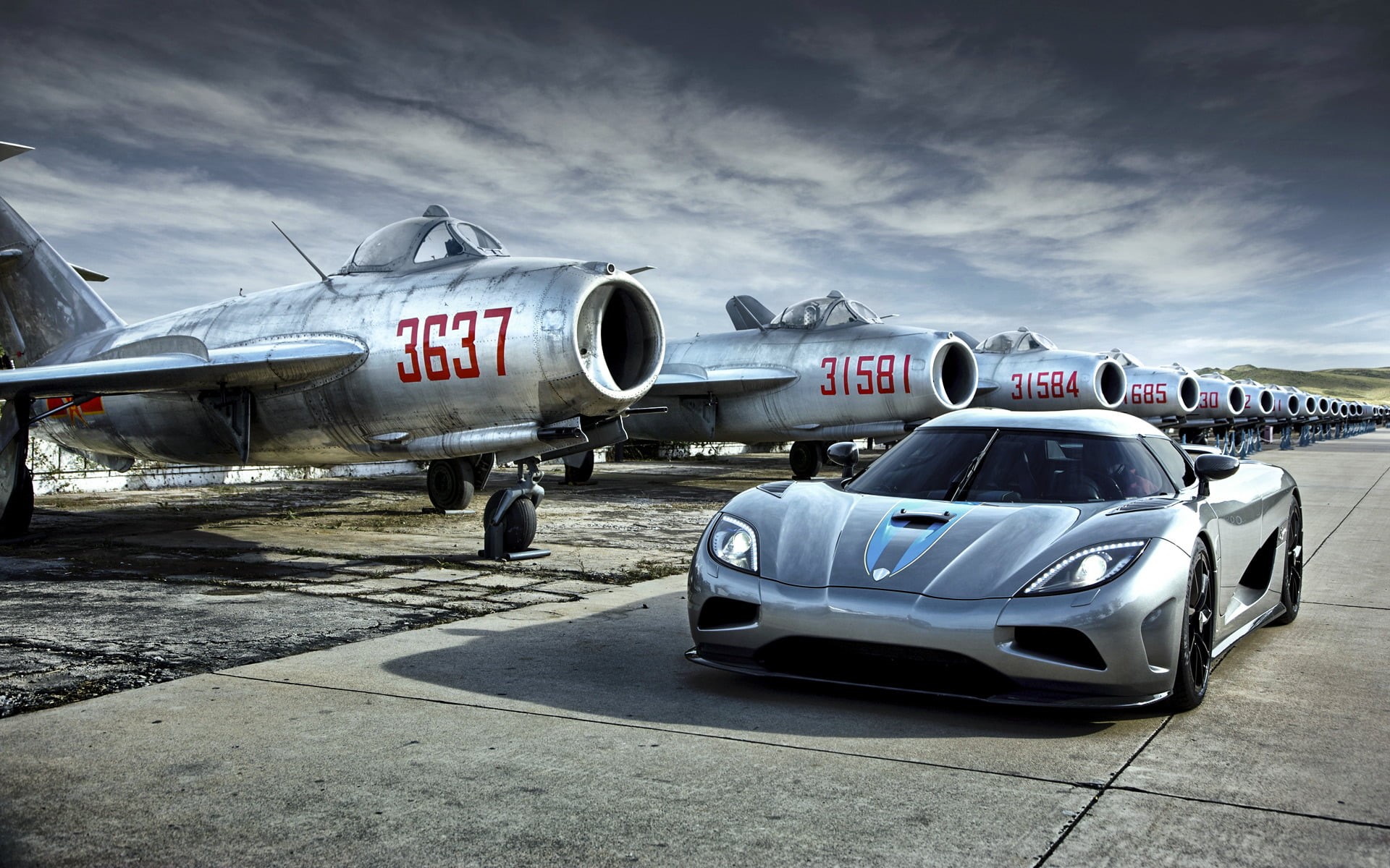 Mikoyan-Gurevich MiG-15, sky, TV Show, Hypercar, chrome, airport, Top Gear, land vehicle, air vehicle, Supercar, Aircraft, Airplane, mode of transportation, HD Wallpaper