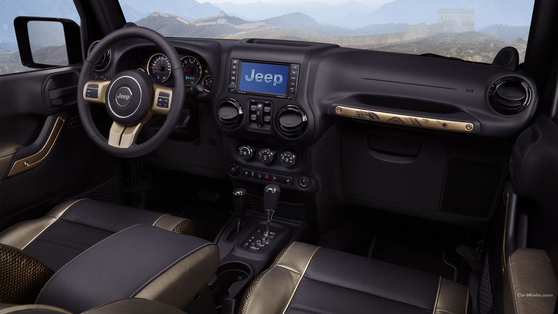 travel, land vehicle, indoors, control panel, no people, cockpit, Jeep Wrangler, wheel, seat, 1080P, car, vehicle, black, steering wheel, transportation, HD Wallpaper