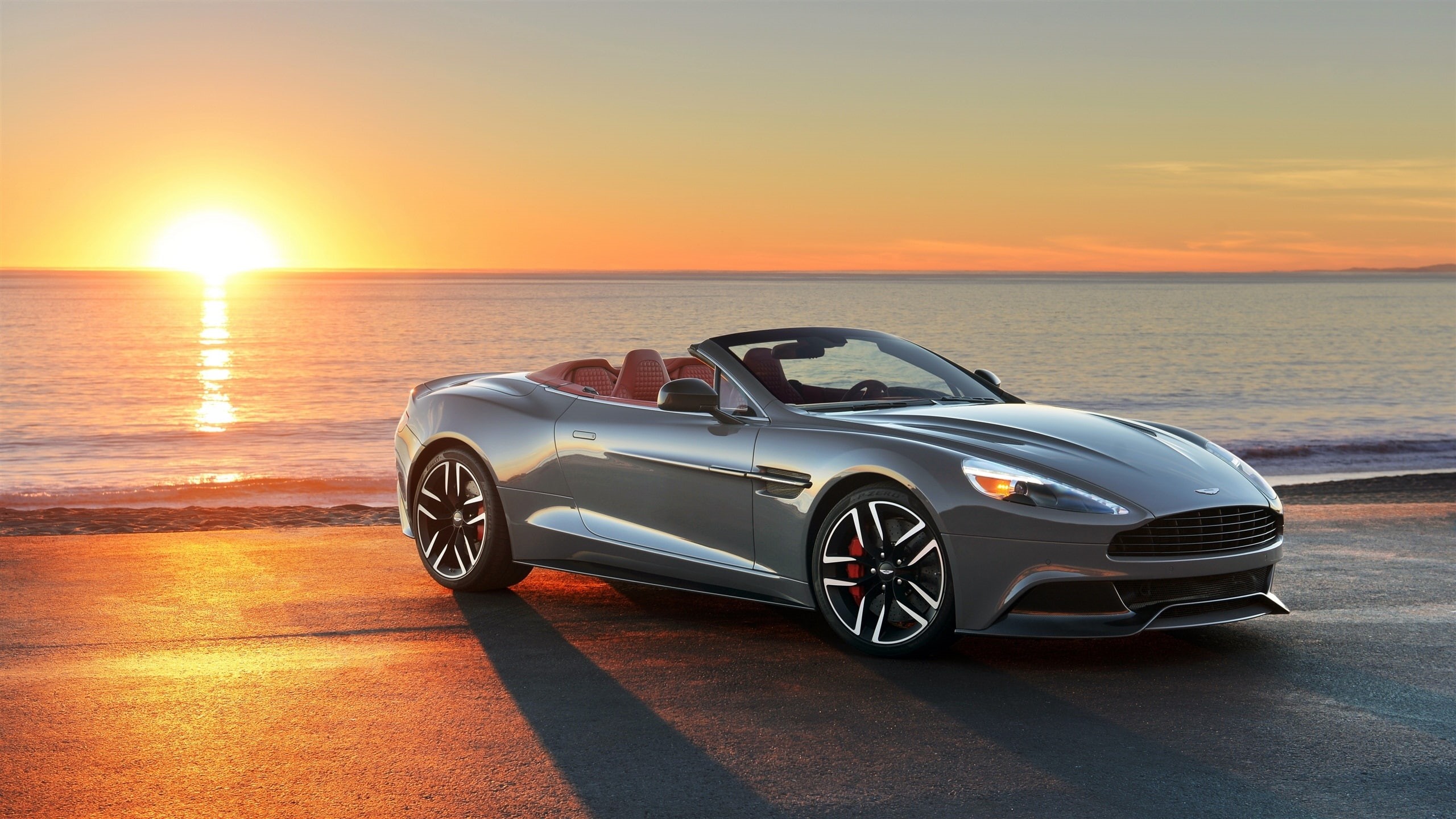 Aston, 2K, Sunset, Martin, Sea, 2013, Car, HD Wallpaper
