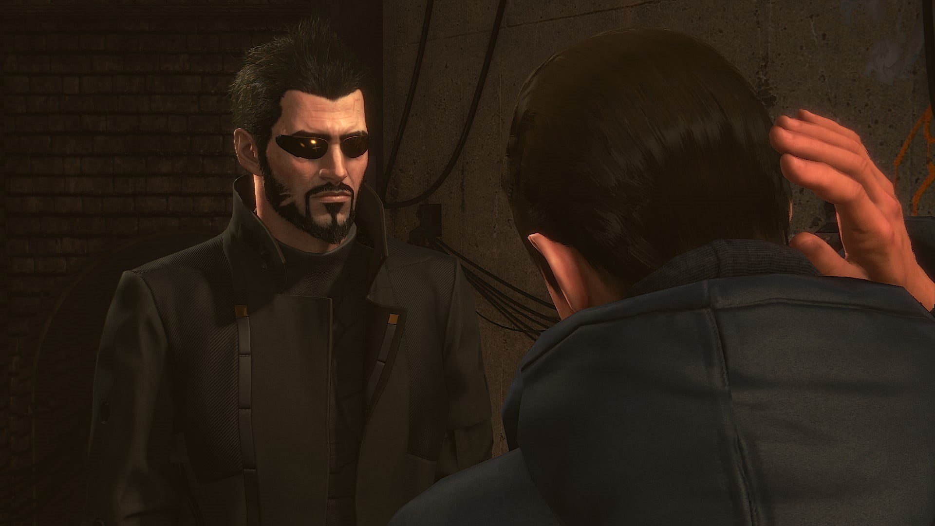 young adult, males, built structure, rear view, portrait, 1080P, young men, lifestyles, architecture, headshot, wall - building feature, waist up, Deus Ex: Mankind Divided, HD Wallpaper