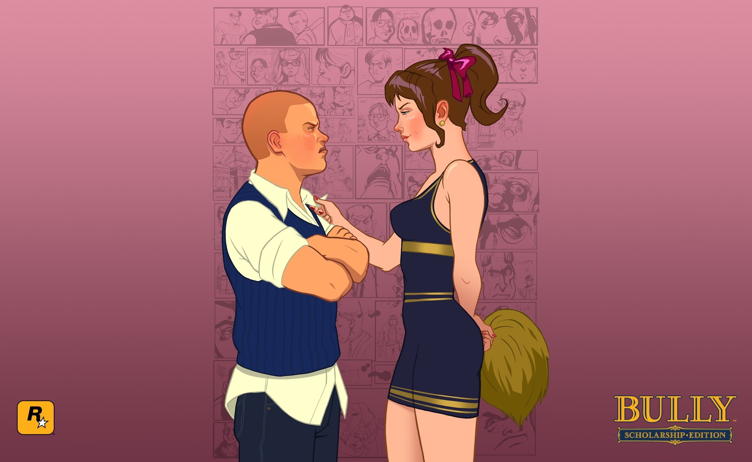 Games, people, 2K, love, adult, vs, edition, males, illustration, jimmy, bully scholarship edition jimmy vs cheerleader, young men, bully scholarship edition, HD Wallpaper