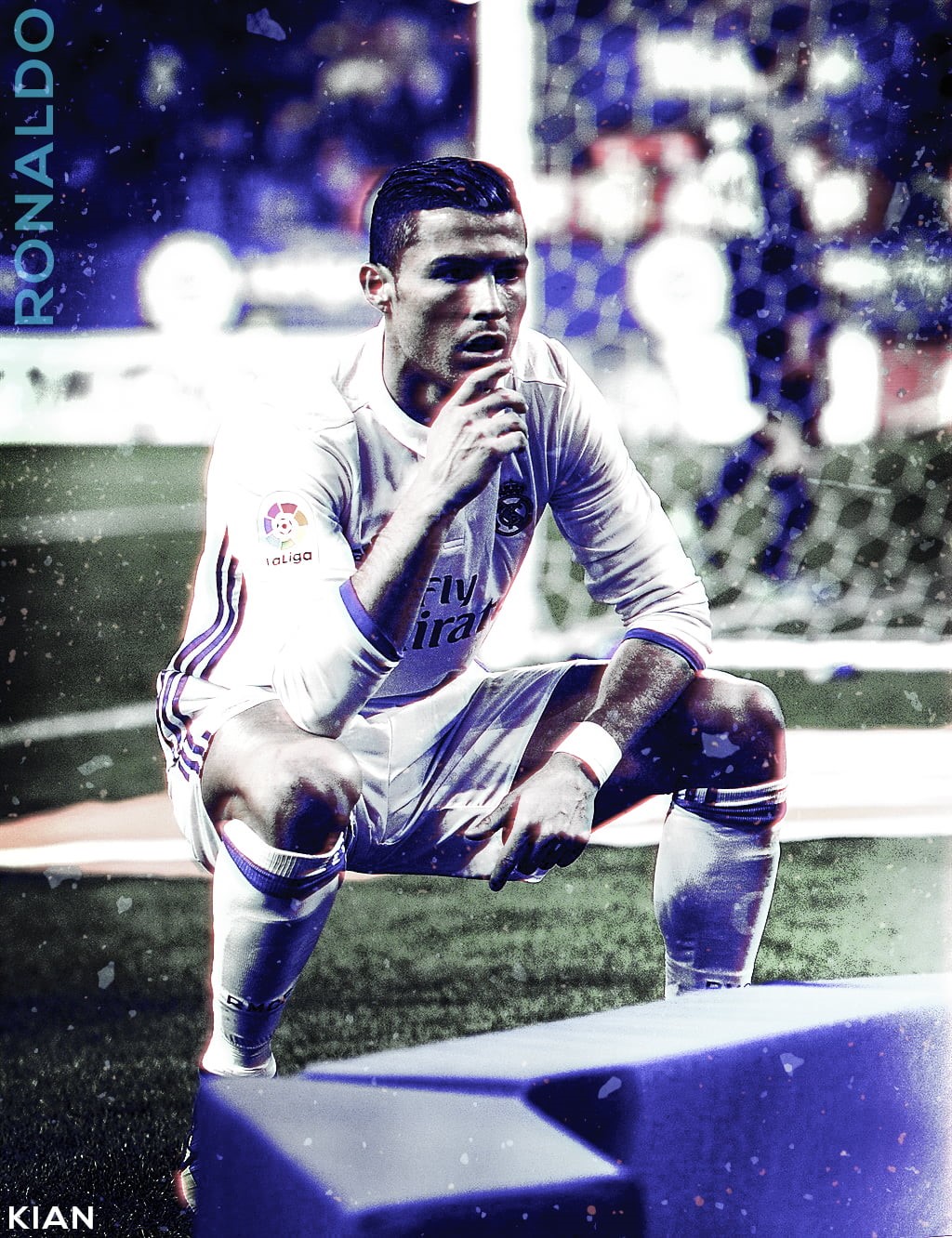 full length, young adult, 720P, males, sportsman, nature, Cristiano Ronaldo, soccer, edit, men, water, Photoshop, wet, sport, athlete, grass, one person, Phone HD Wallpaper