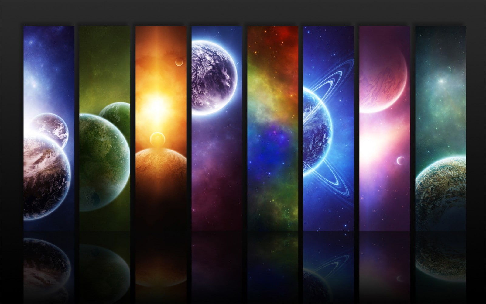 collage, space, digital art, panels, colorful, space art, 720P, planet, HD Wallpaper