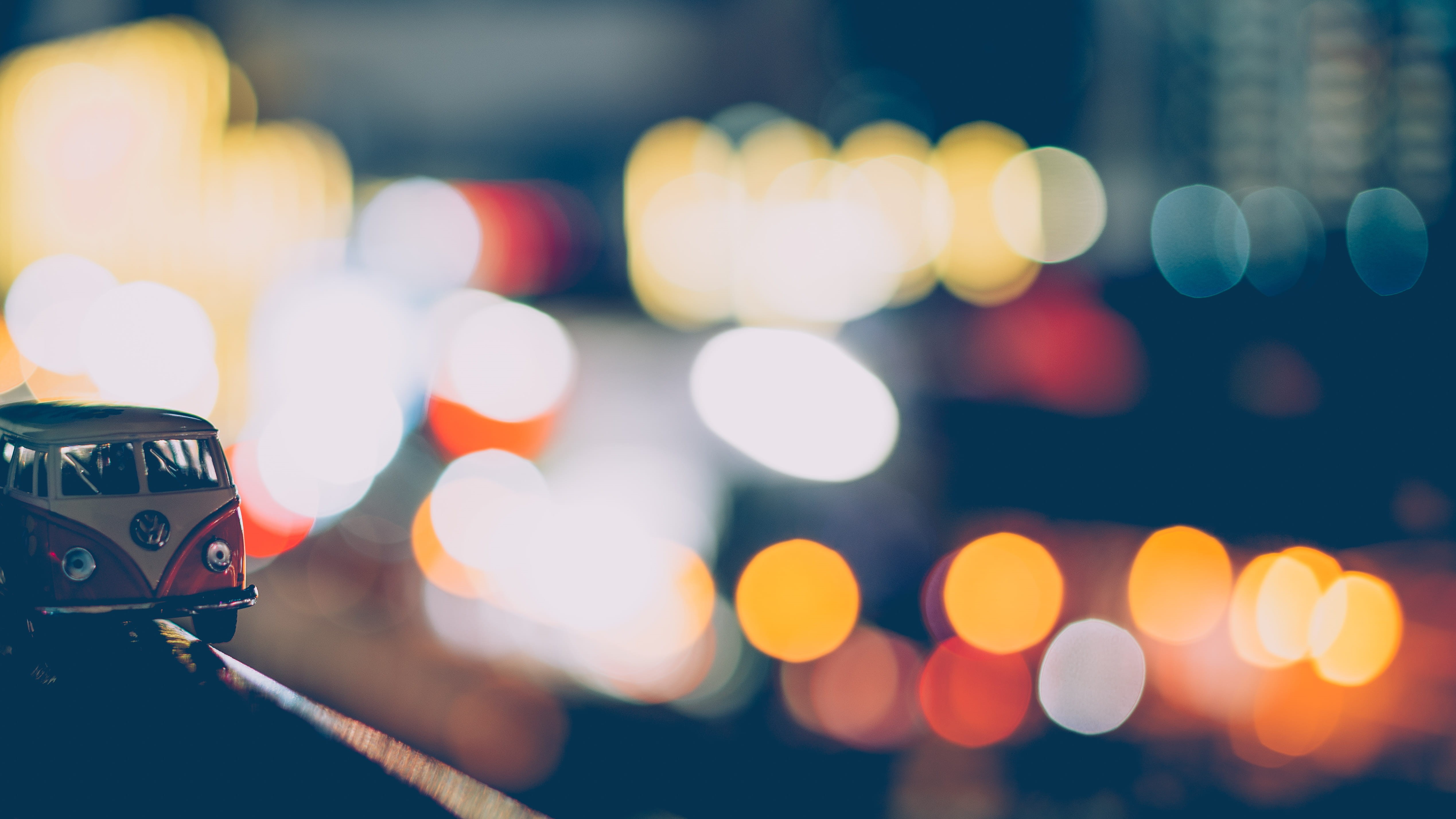 lapse, defocused, vw van, glowing, toy, city, transportation, selective, land Vehicle, outdoors, street, backgrounds, highway, geometric shape, illuminated, HD Wallpaper