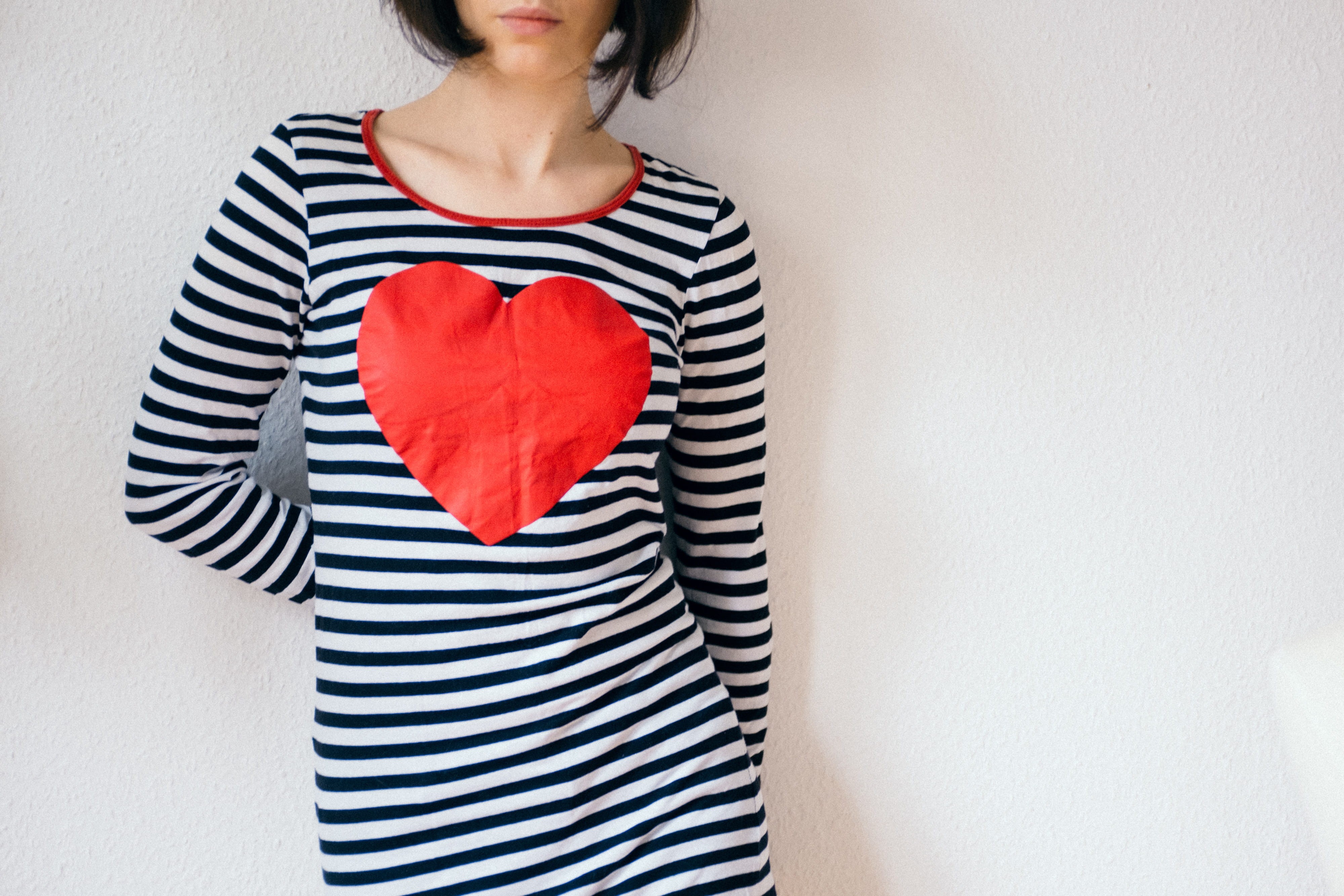 shirt, casual clothing, Girl, only women, 4K, young Adult, real people, heart Shape, positive emotion, hairstyle, white background, beauty, adult, red, HD Wallpaper