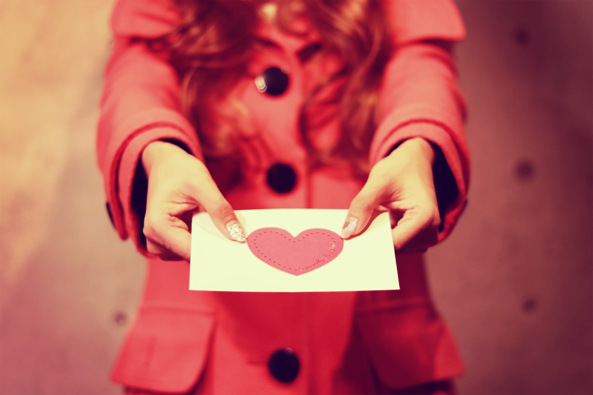 holding, gift, focus on foreground, one Person, midsection, printer, indoors, activity, heart Shape, pink, women, caucasian Ethnicity, close-up, valentine card, HD Wallpaper