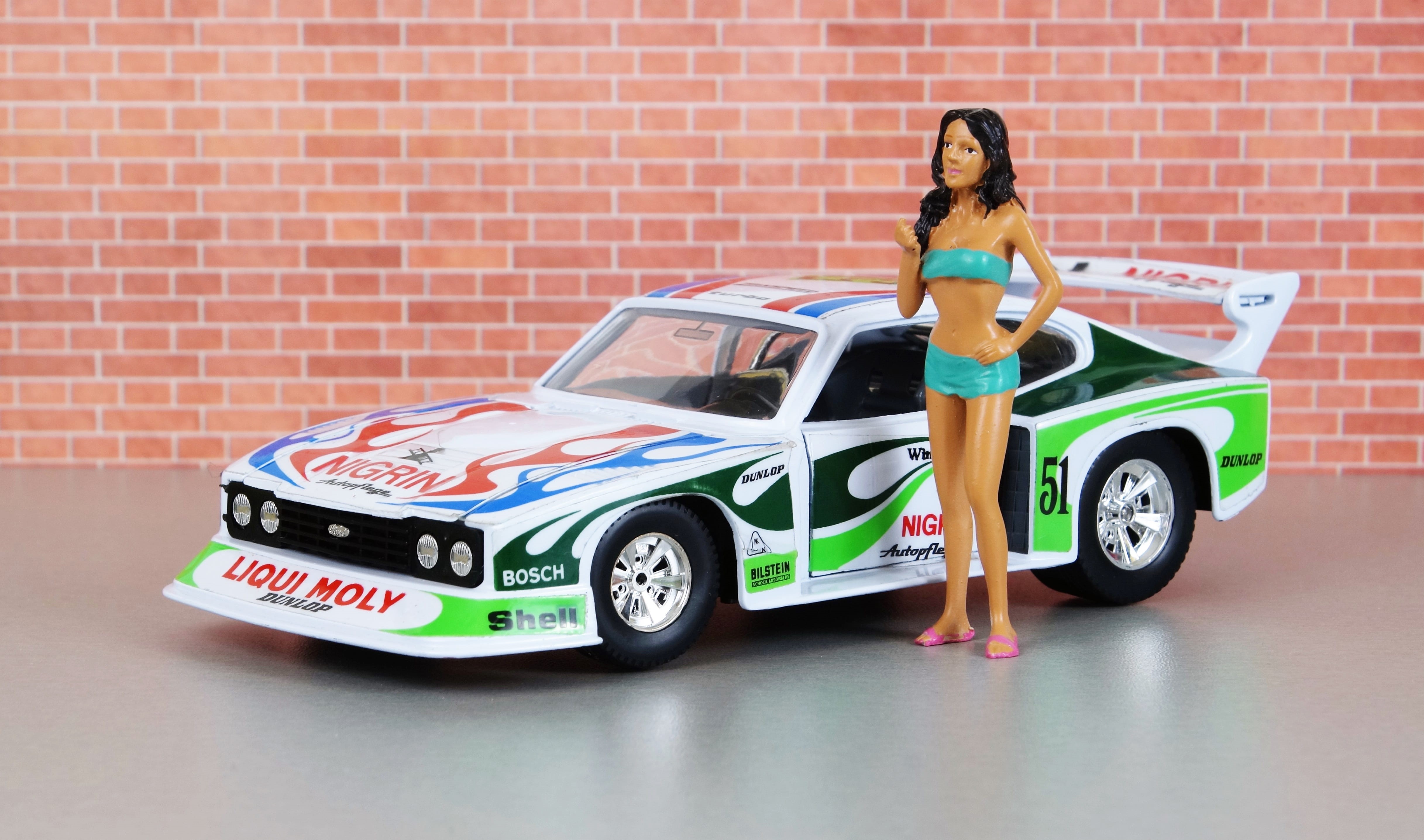brown hair, old vehicle, day, capri, automotive, old vehicles, brick wall, vehicle, front view, model, Model Car, Ford, zakspeed motorsport, 4K, touring car, HD Wallpaper