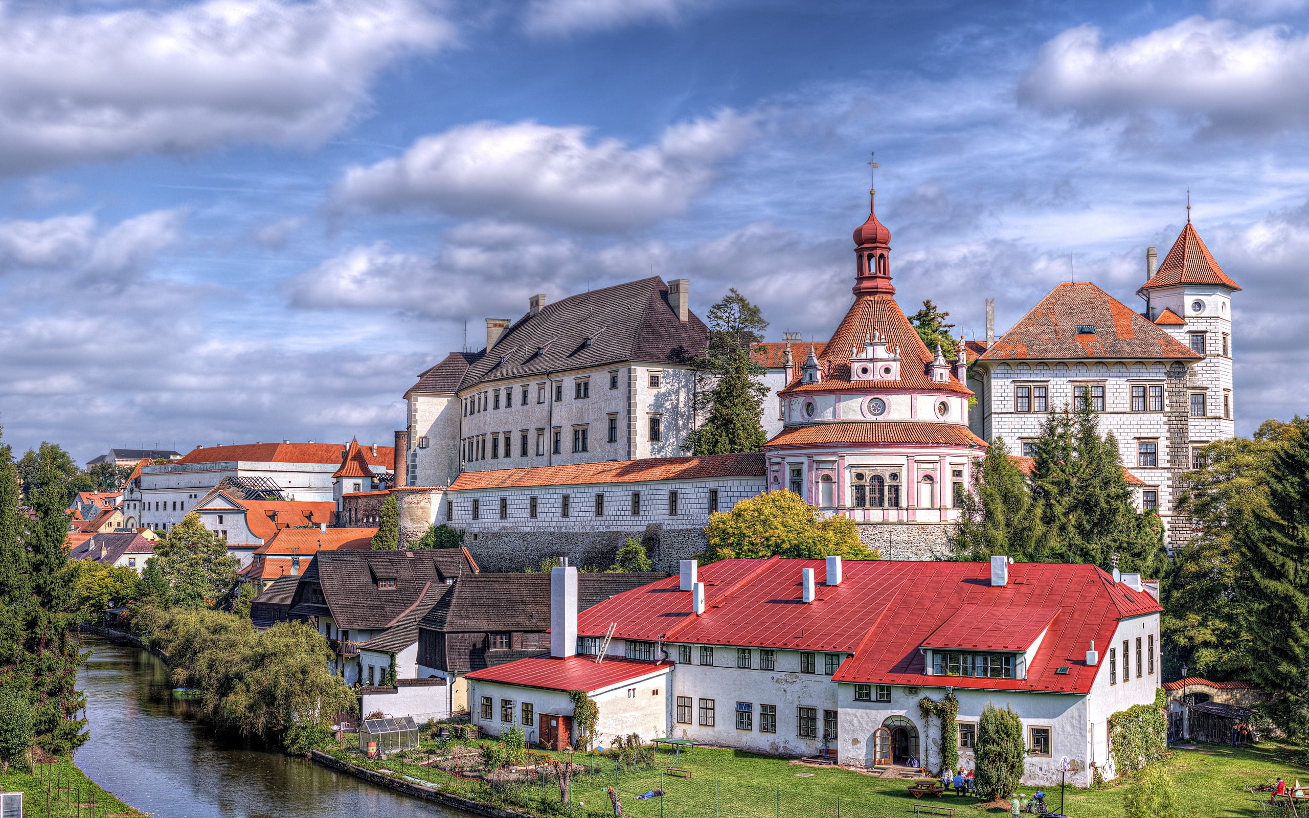 Clouds, Sky, City, Trees, 2K, Republic, Czech, Castle, River, House, HD Wallpaper