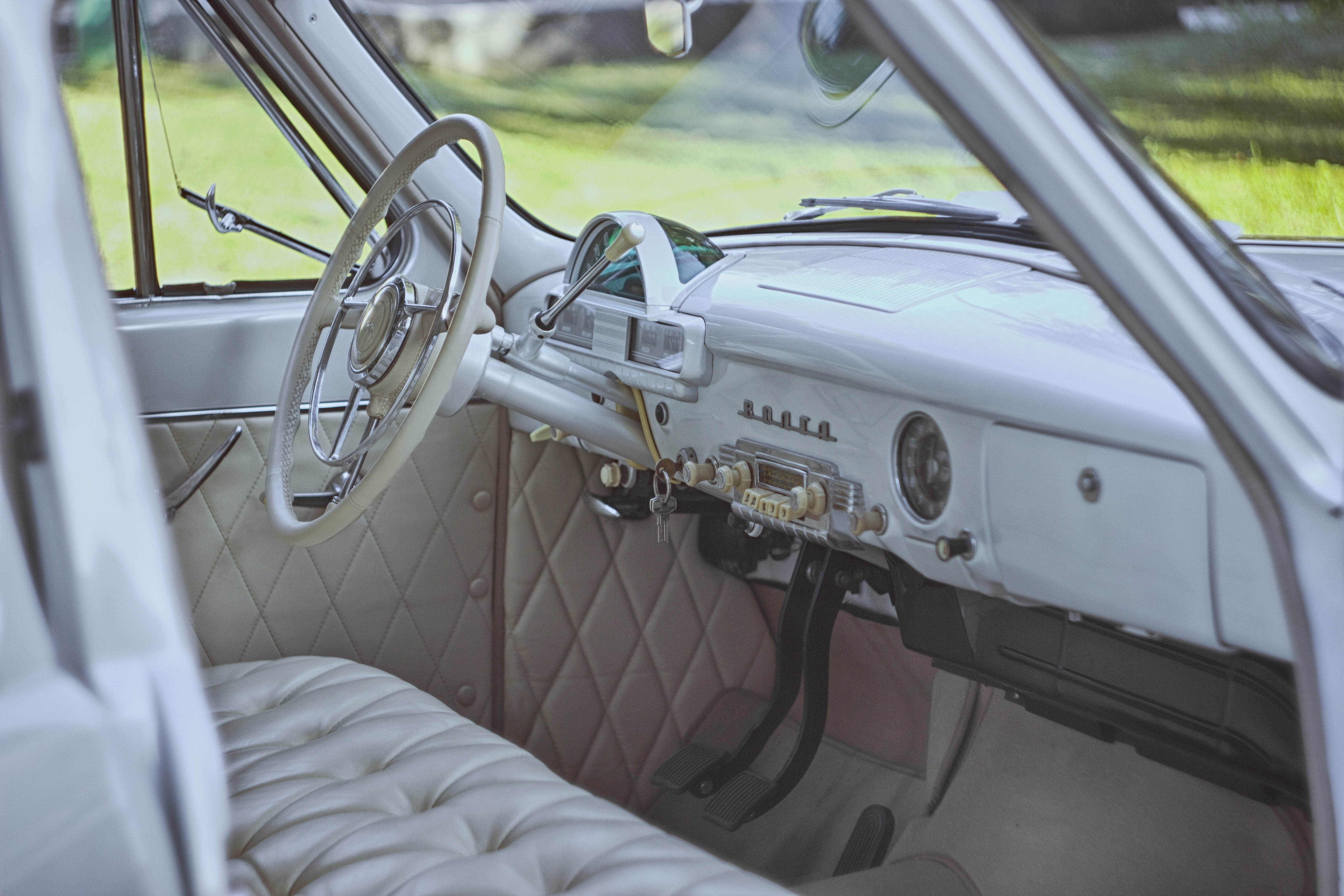 drive, outdoors, motor, automobile, travel, white, hotrod, classic, silver colored, trimmed, land vehicle, retro, 5K, metal, history, fashioned, transportation, HD Wallpaper