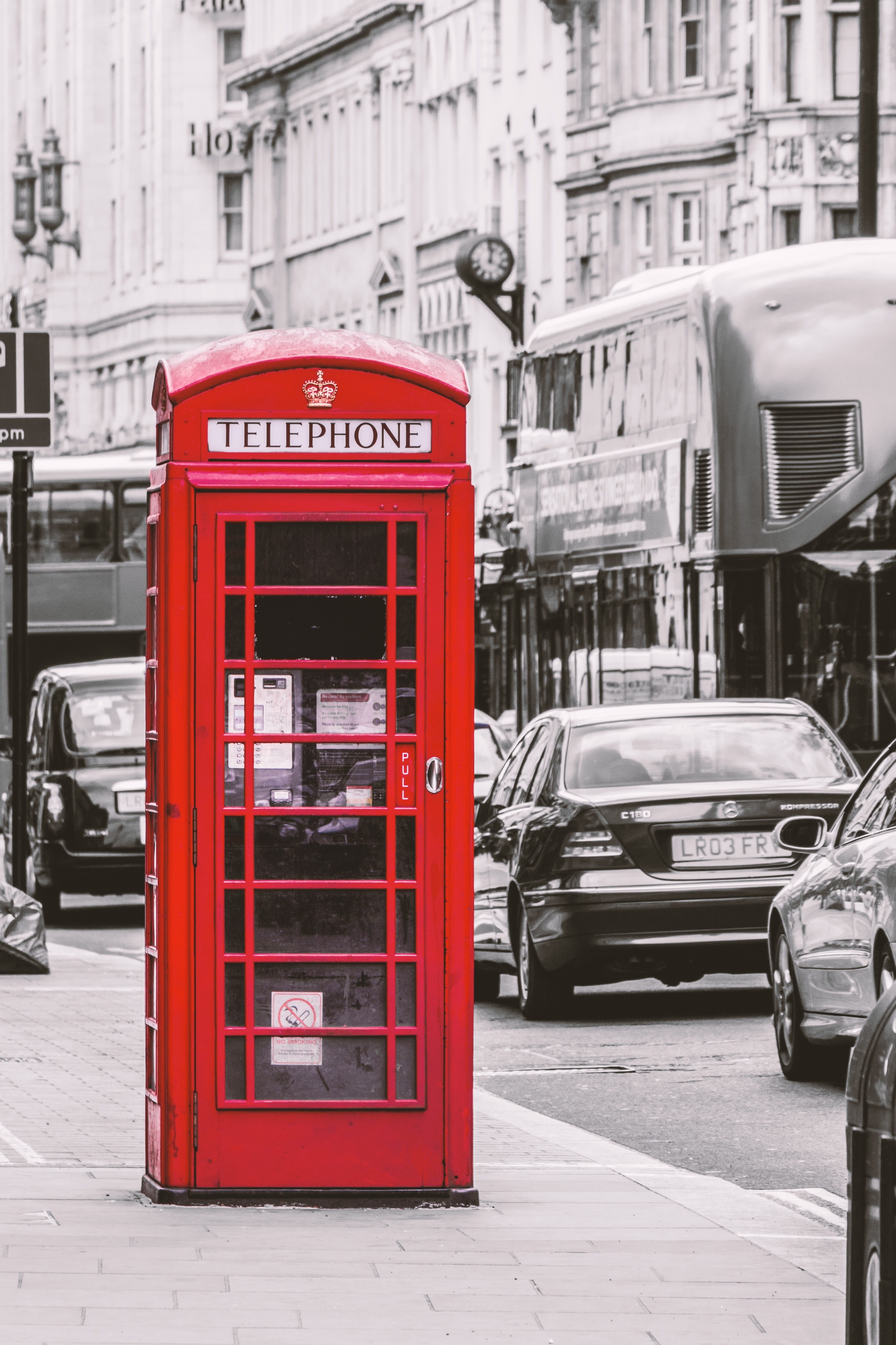 car, british, london, 5K, text, communication, outdoors, cars, motor vehicle, telephone booth, transportation, traffic, public, western script, color, Phone HD Wallpaper