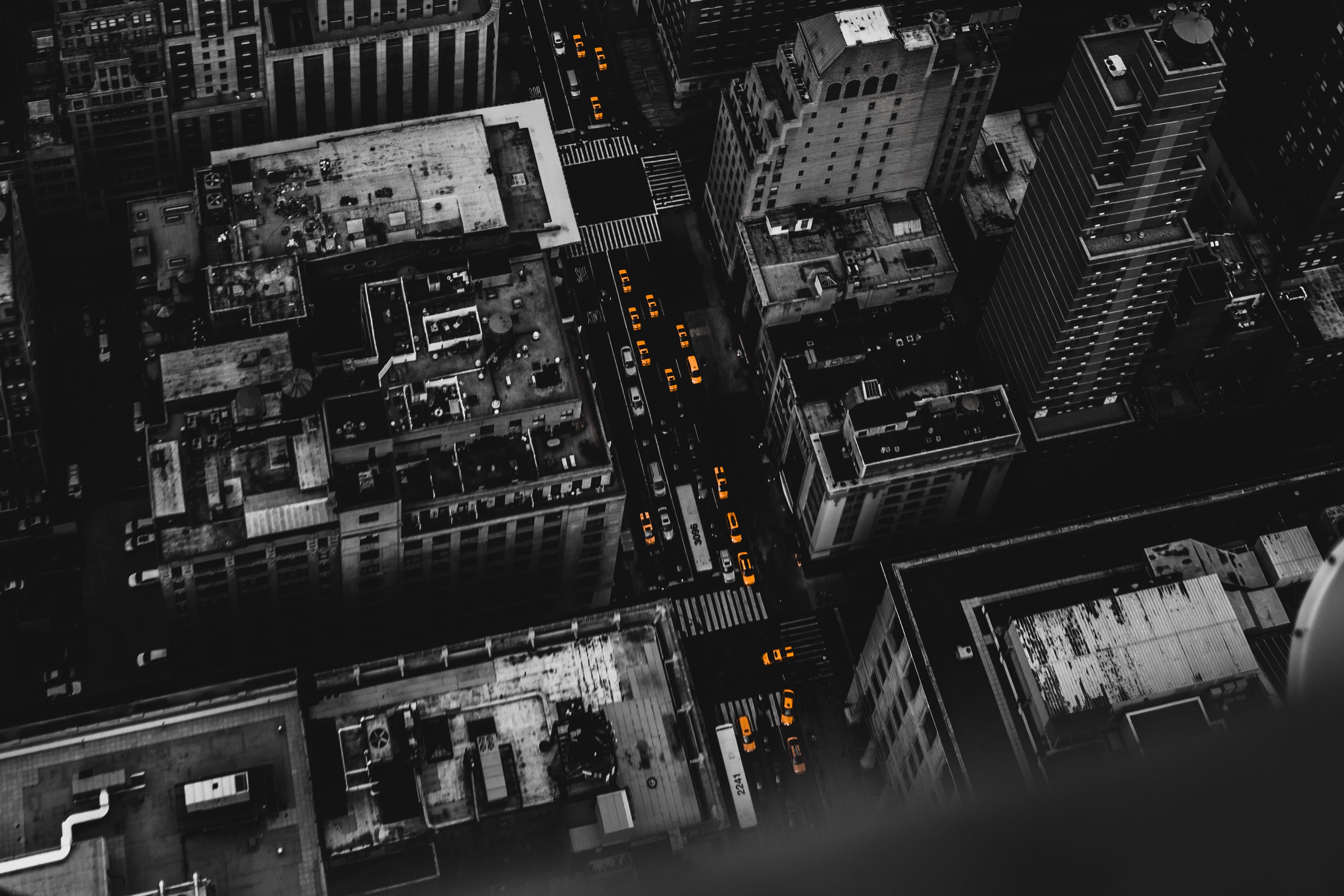 yellow, new york, no people, black, city, lookdown, nature, modern, aerial view, 2K, scenery, outdoors, nyc, high angle view, skyscraper, city street, HD Wallpaper