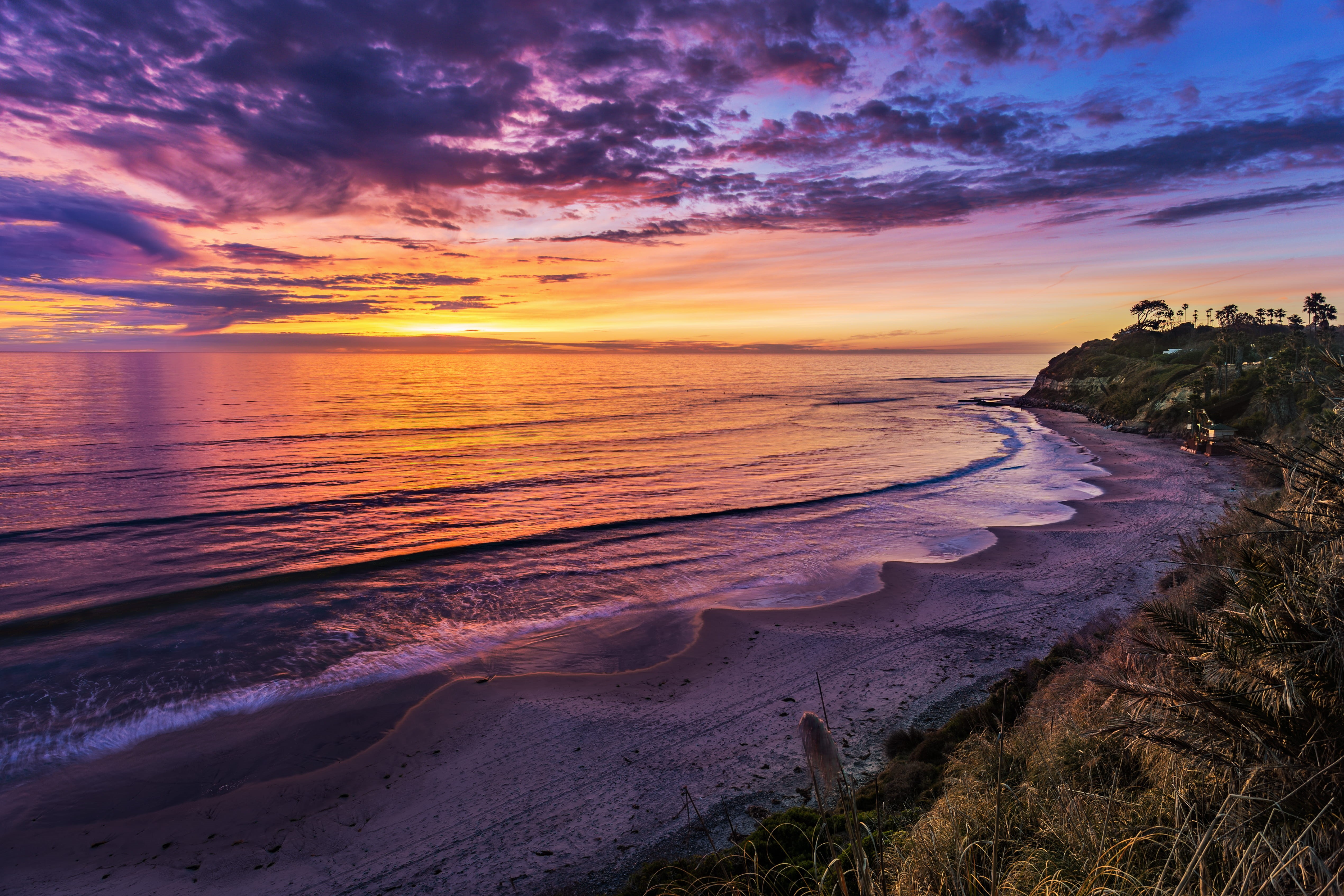 horizon, outdoors, orange color, ocean, land, coast, scenery, tranquility, path, beauty in nature, scenics - nature, dusk, water, landscape, swamis seaside park, HD Wallpaper