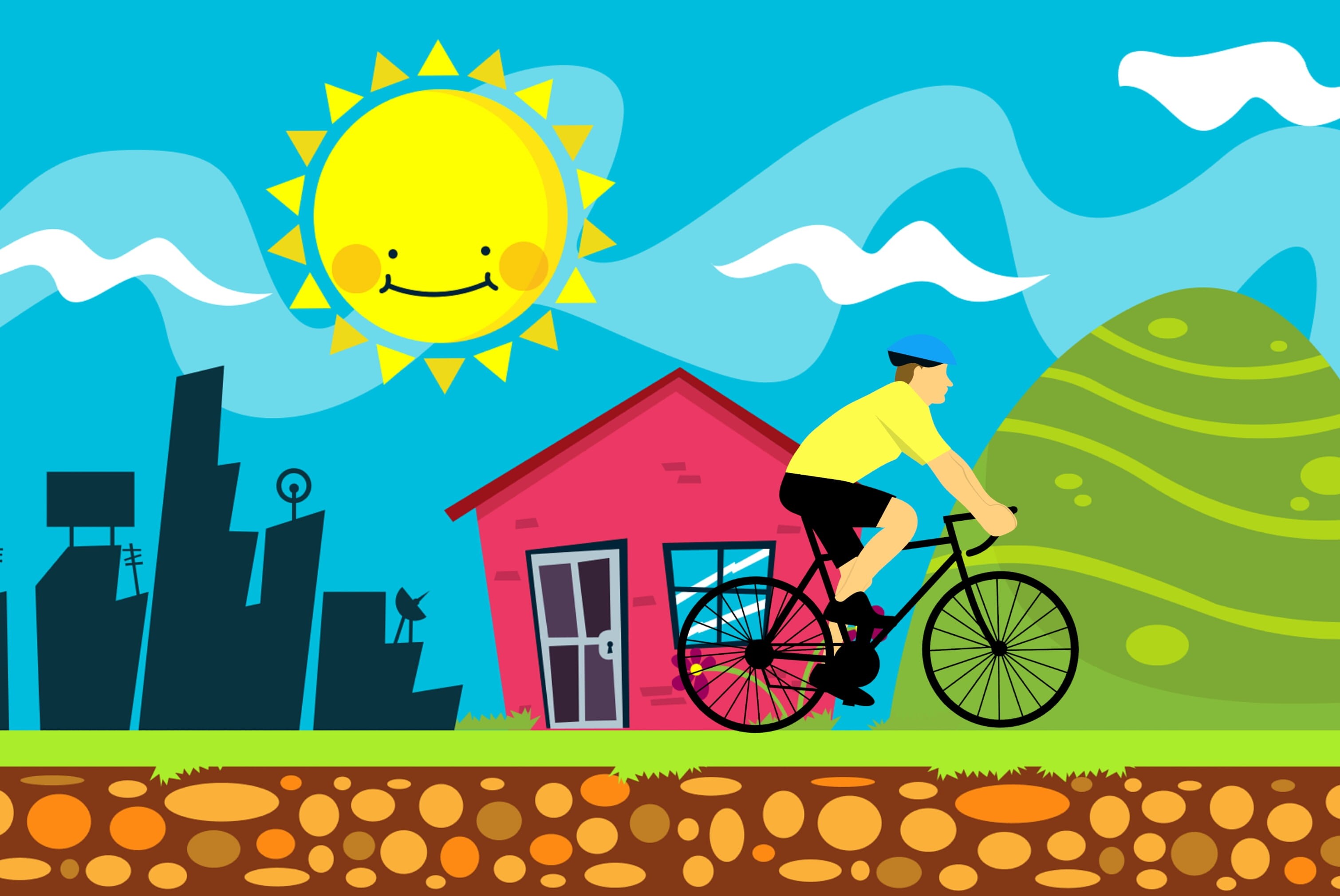 full length, scene, sun, riding, creativity, activities, adult, exercise, town, past, mode of transportation, life, architecture, rider, bicycle, city, HD Wallpaper