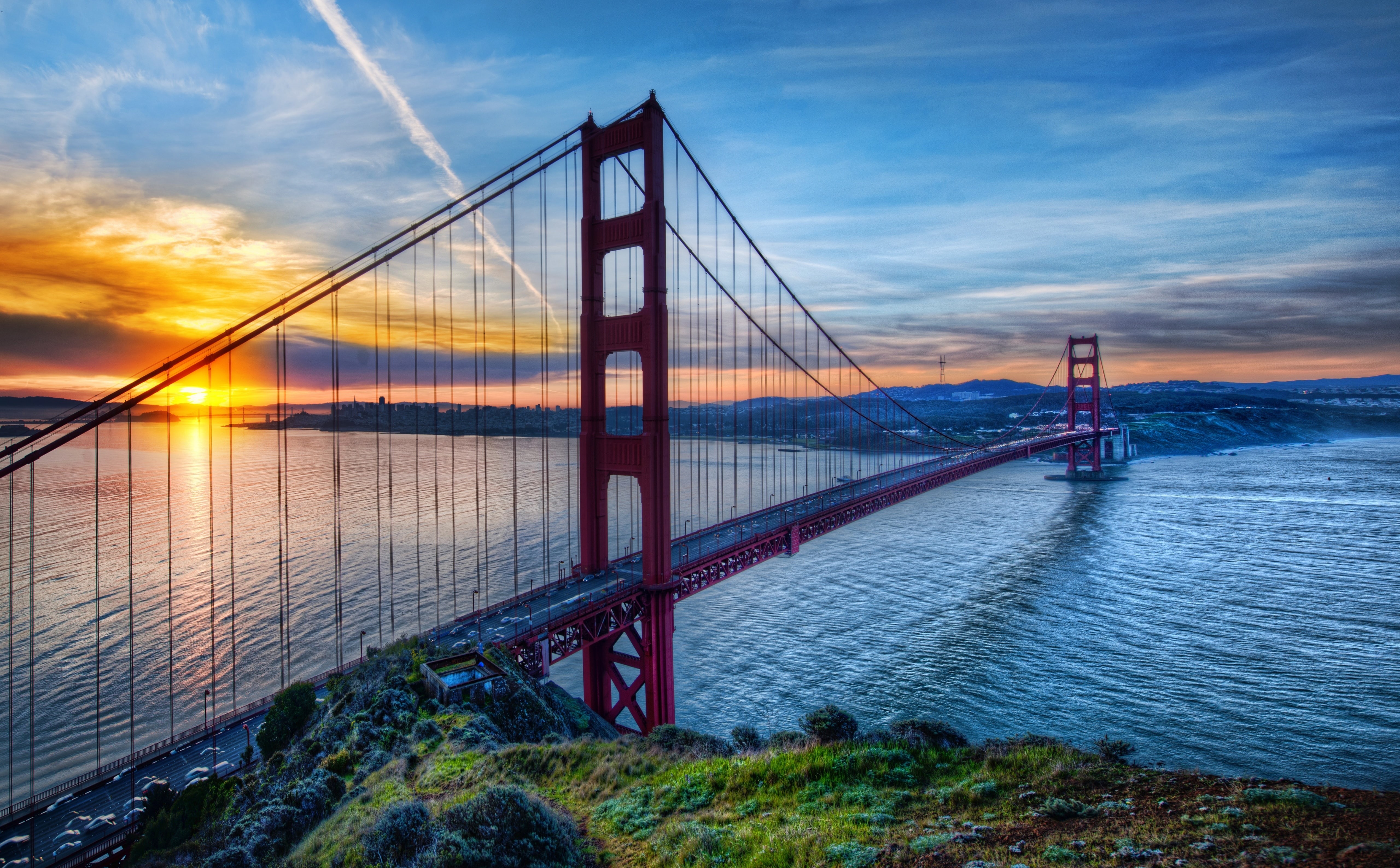 golden, architecture, gate, connection, cloud - sky, sky, san, bay, California, Bridge, Ocean, francisco, engineering, river, bay of water, suspension bridge, HD Wallpaper