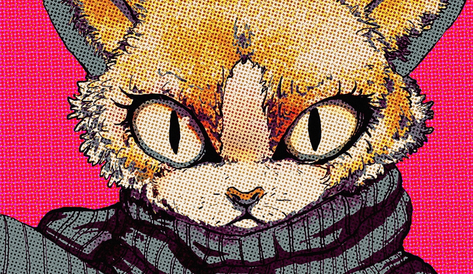 720P, Halftone Pattern, cat, pop art, HD Wallpaper