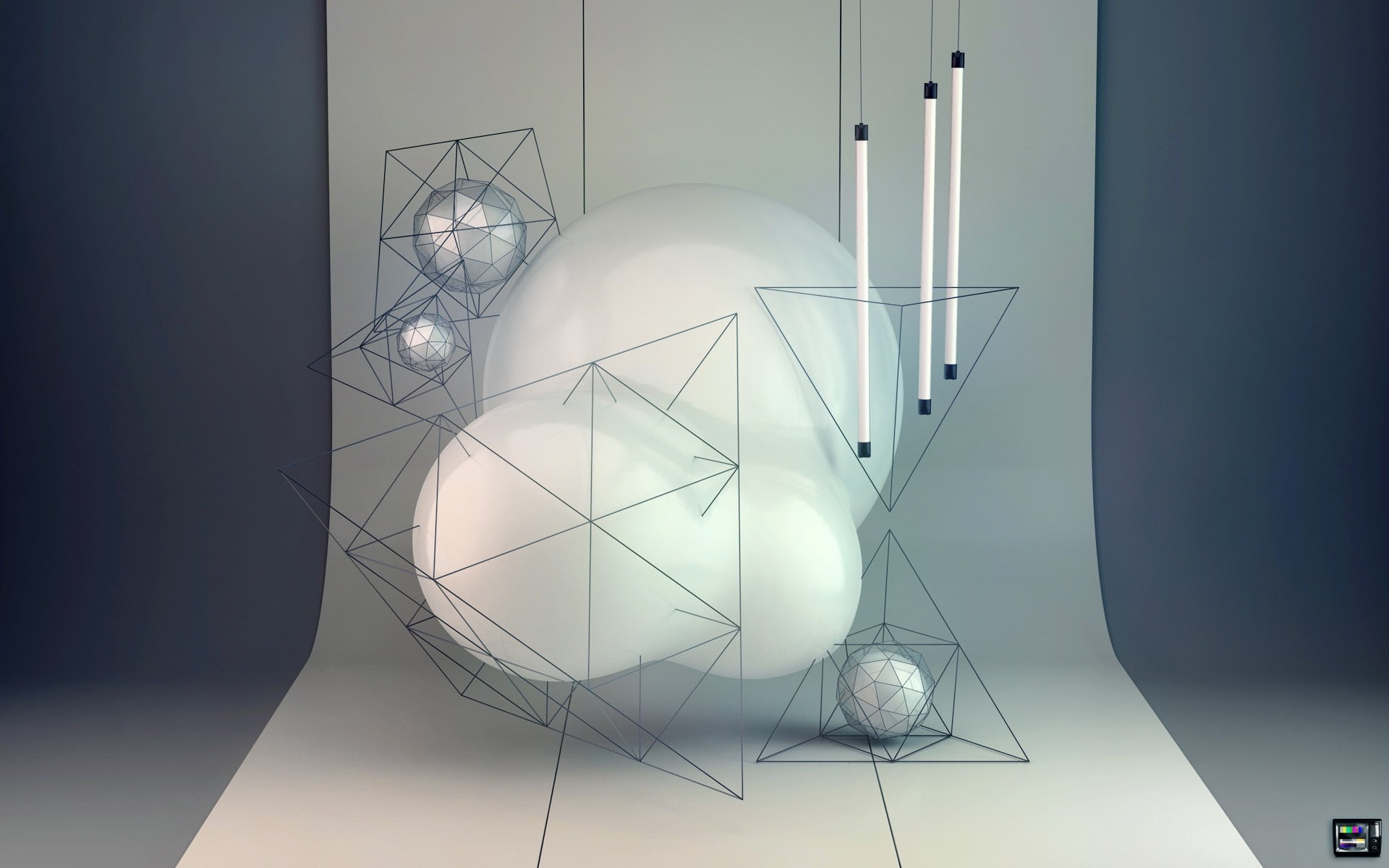 digital/artwork, 1080P, asymmetry, hd, abstract, illustration, grey, white, HD Wallpaper
