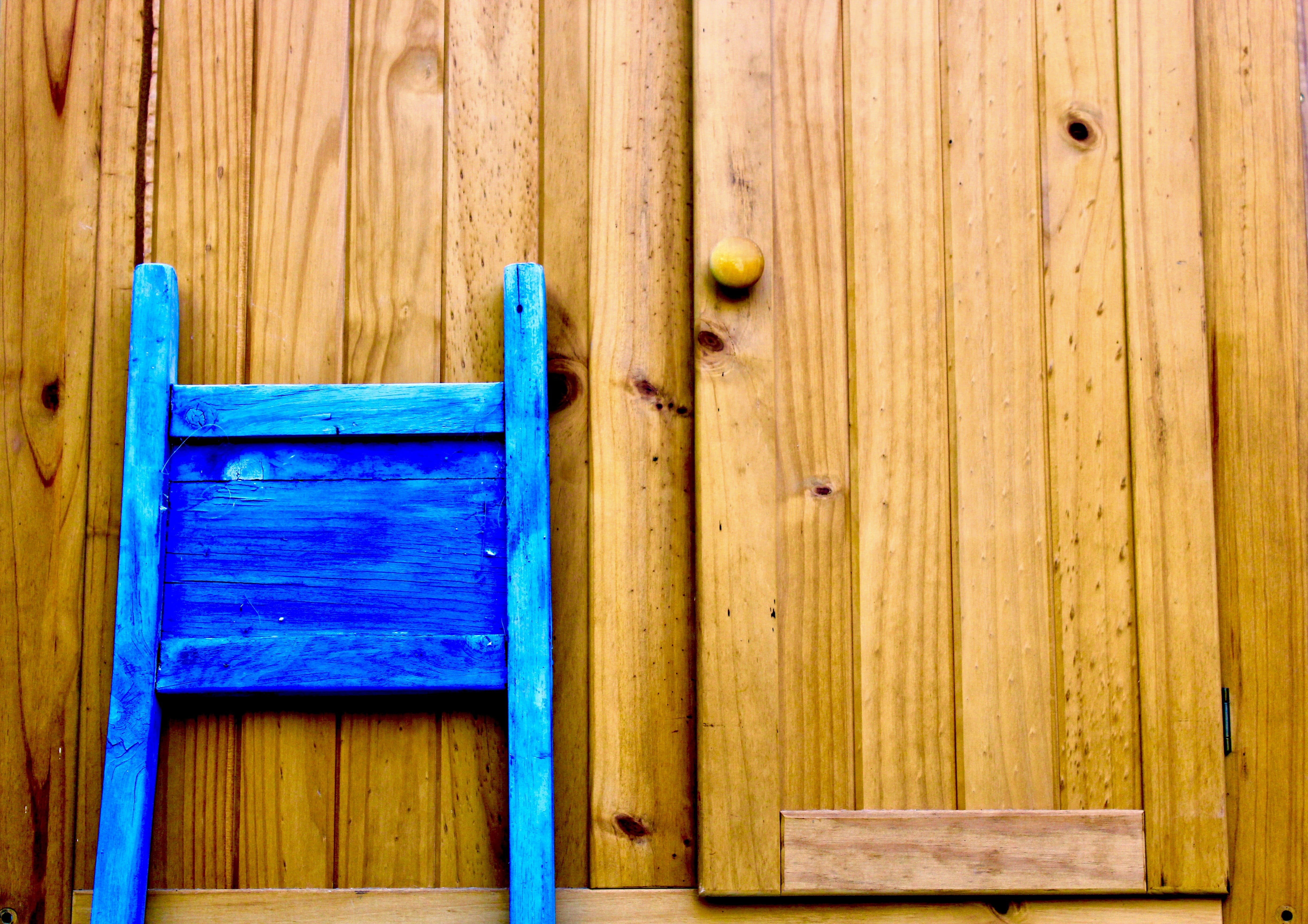 asymmetry, wall - building feature, day, old, wood grain, entrance, chair, close-up, brown, multi colored, pattern, wood, light, contrast, building exterior, HD Wallpaper