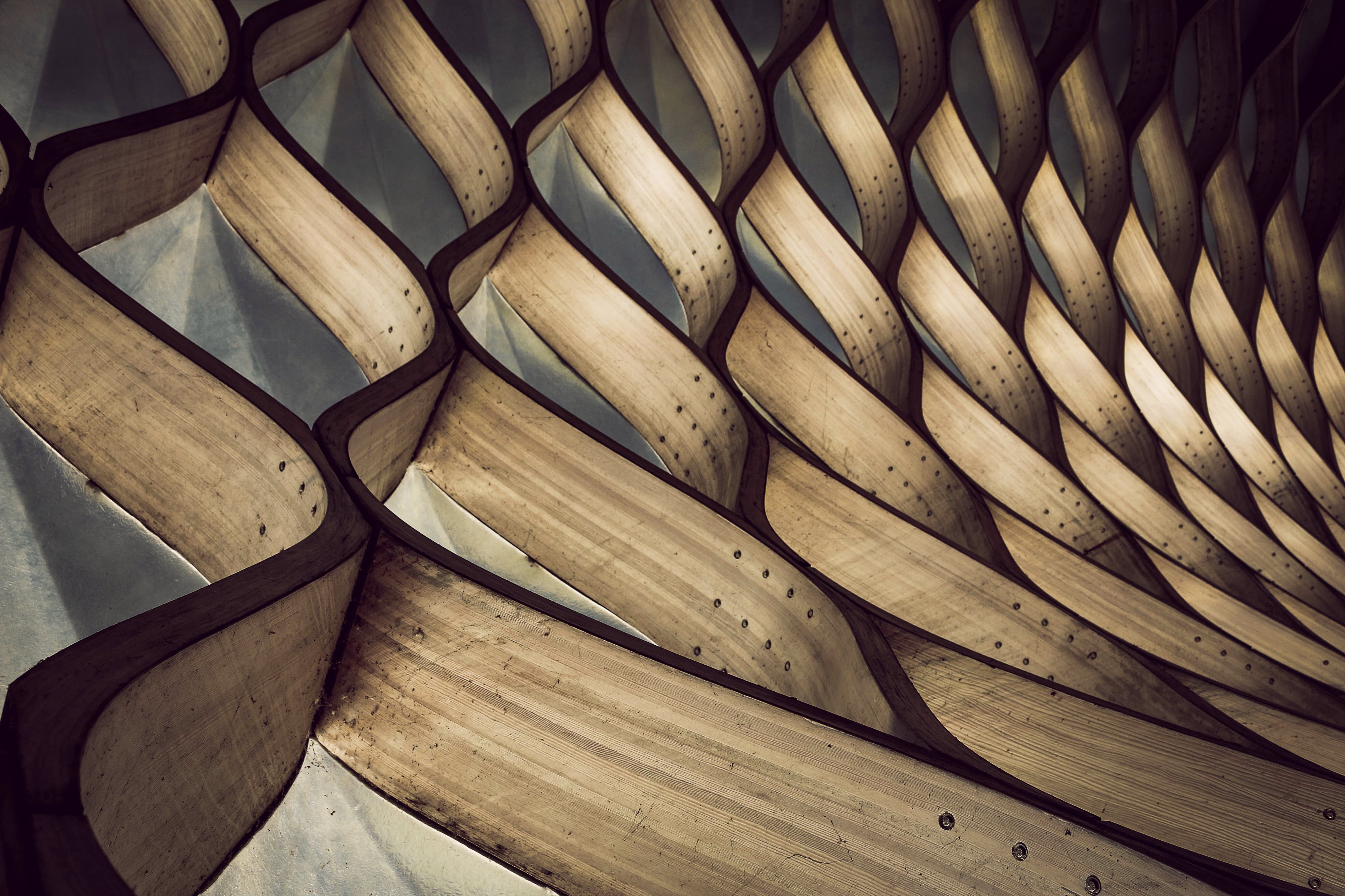 lattice, high angle view, decor, brown, ceiling, illustration, abstract, surface, 5K, textured, architecture, sunlight, side by side, design, decoration, HD Wallpaper