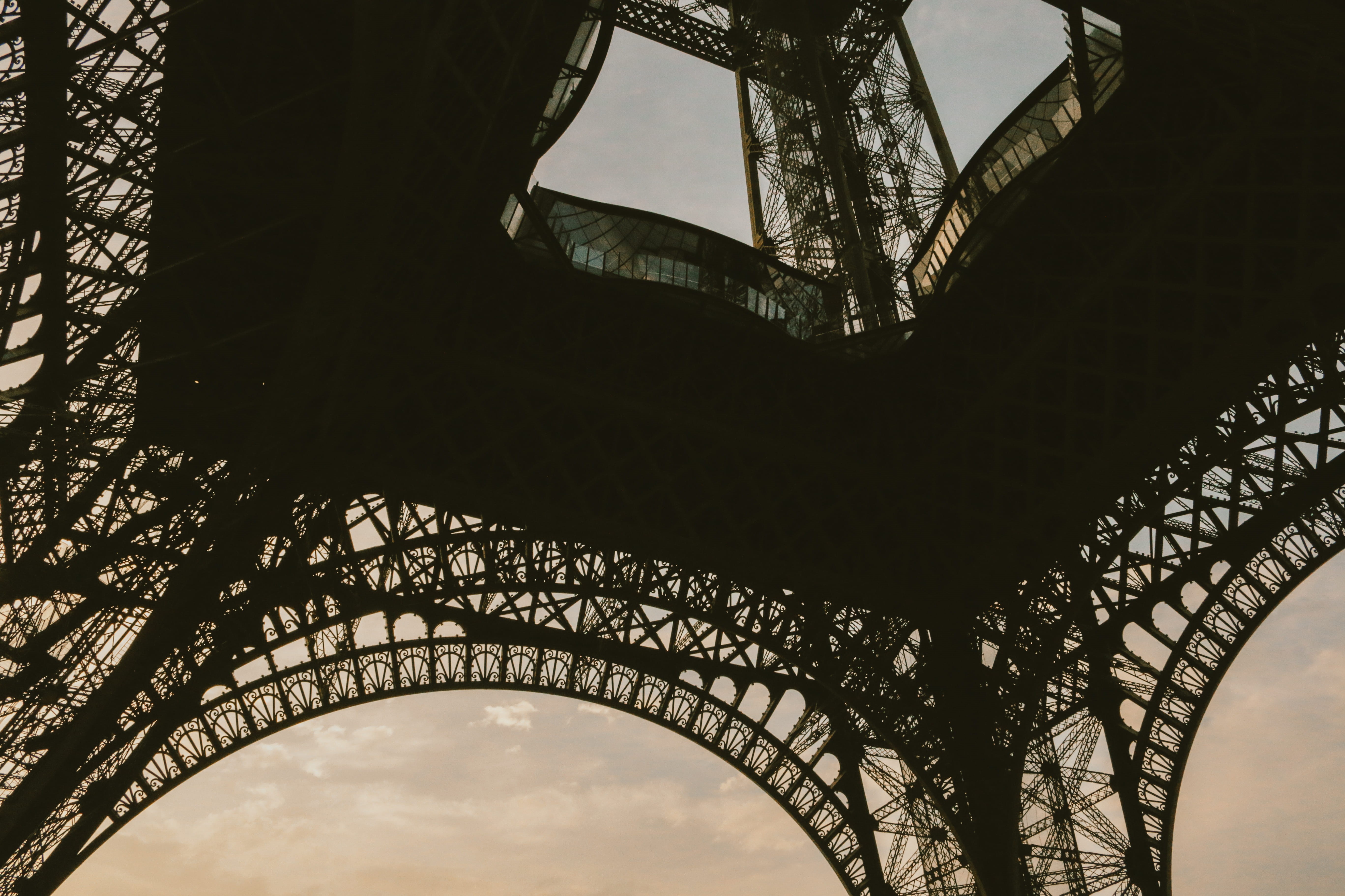 shadow, the past, sillouhette, eiffel tower, iron, travel destinations, built structure, paris, architecture, metal, sight, bridge, anatole, dark, city, HD Wallpaper