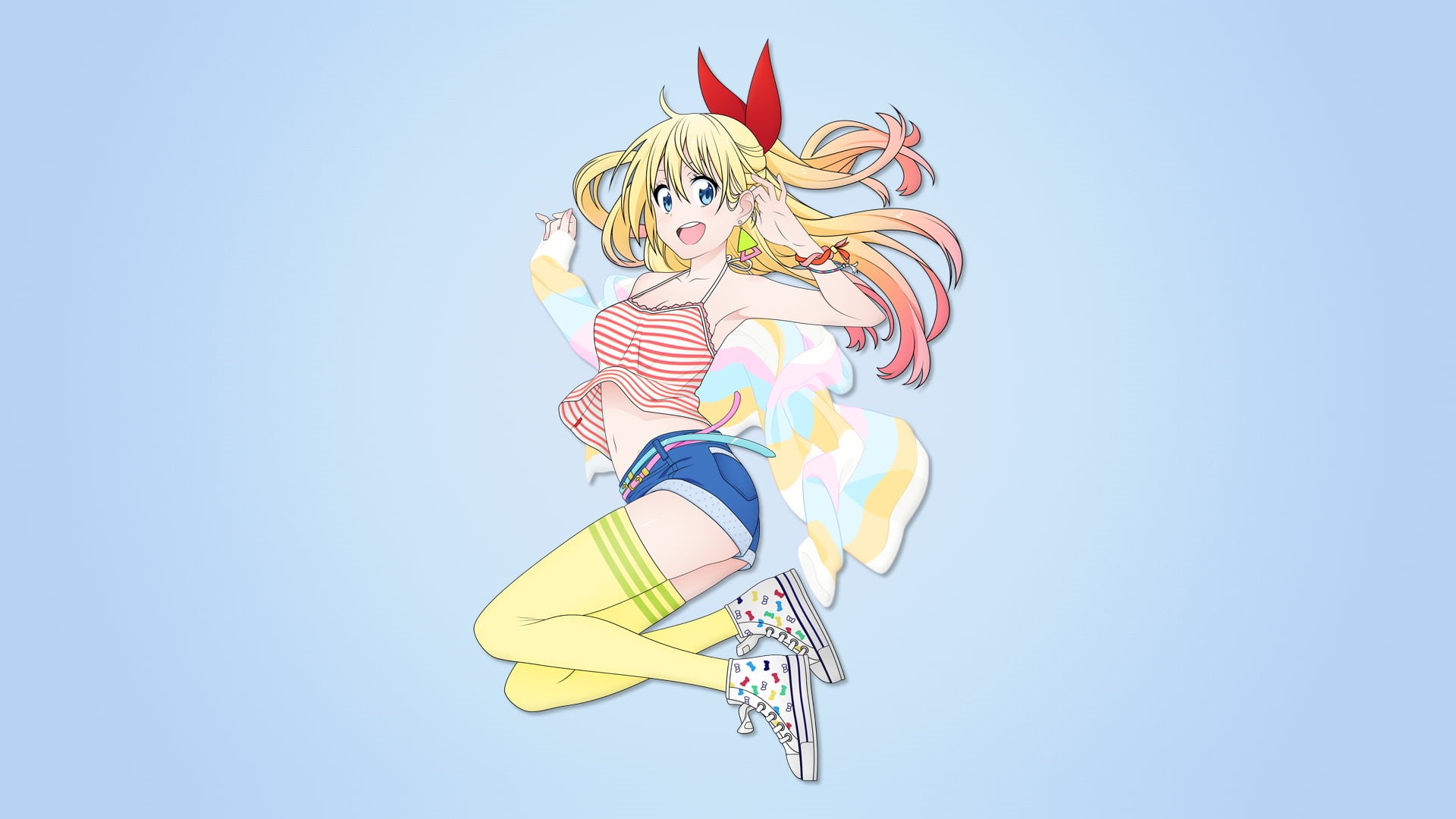 blue, no people, multi colored, animal representation, nature, spaghetti, photo, sky, art and craft, wind, strap, mid-air, flying, 1080P, Kirisaki Chitoge, HD Wallpaper