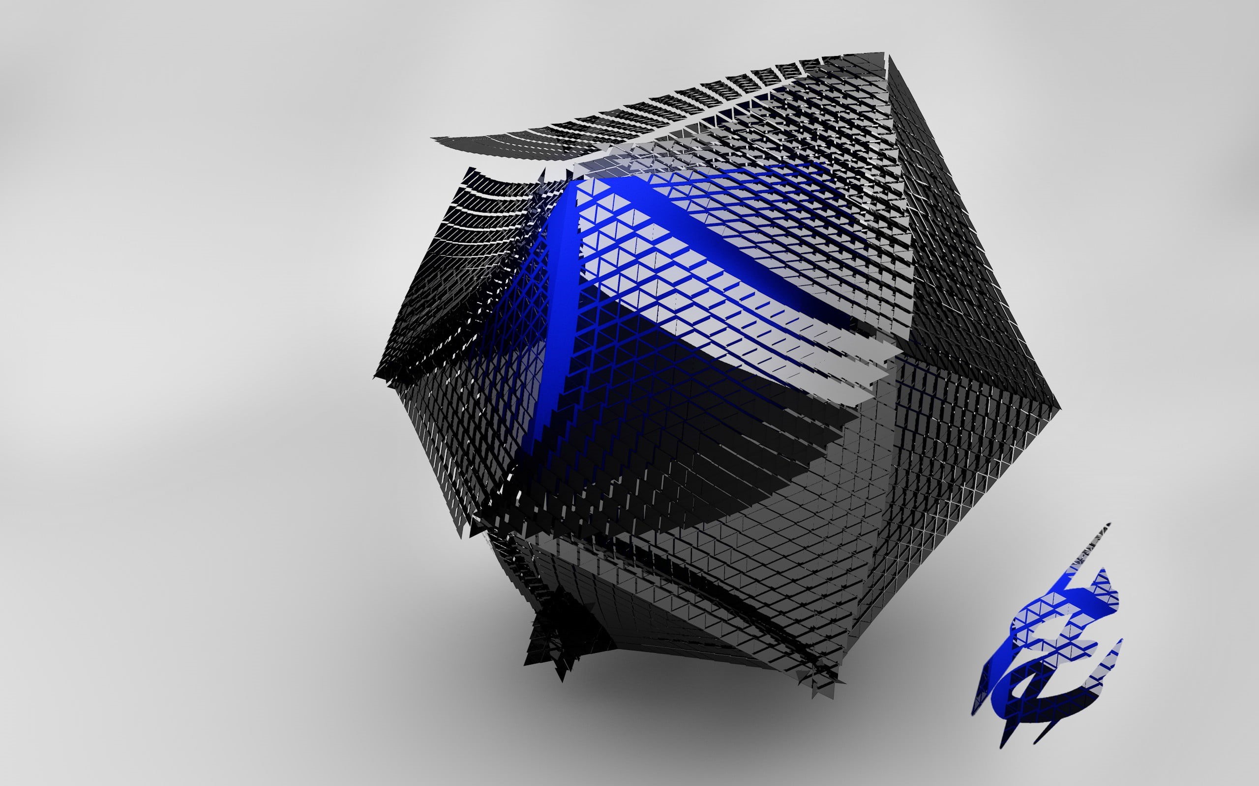 flying, decor, Cinema 4D, vertebrate, bird, abstract, day, outdoors, 2K, animal, animal themes, studio shot, animal representation, nature, pattern, blue, HD Wallpaper