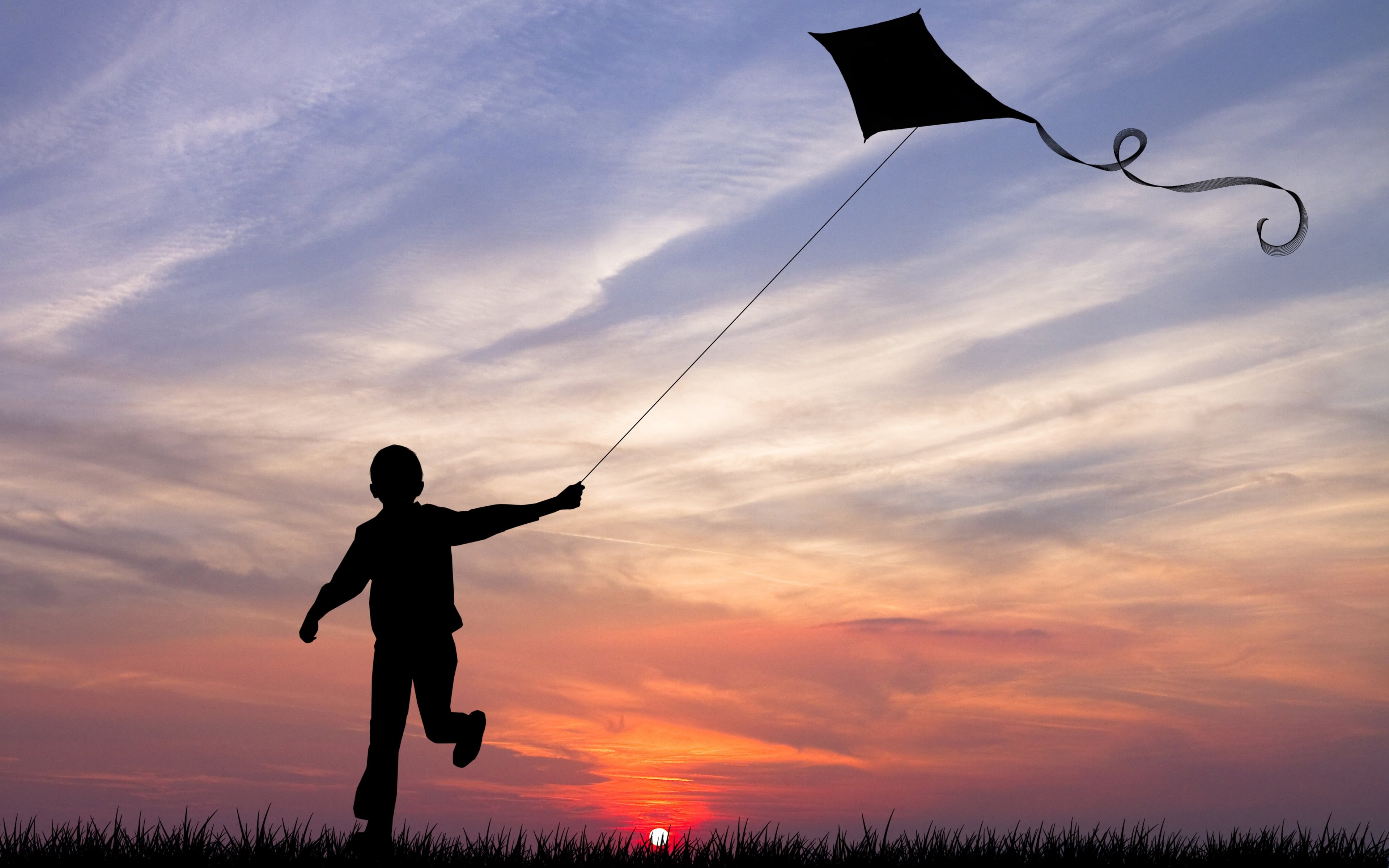 sky, outdoors, makar sankranti, human arm, human limb, one person, fun, childhood, leisure activity, sankranti, silhouette, kid, males, real people, festival, HD Wallpaper