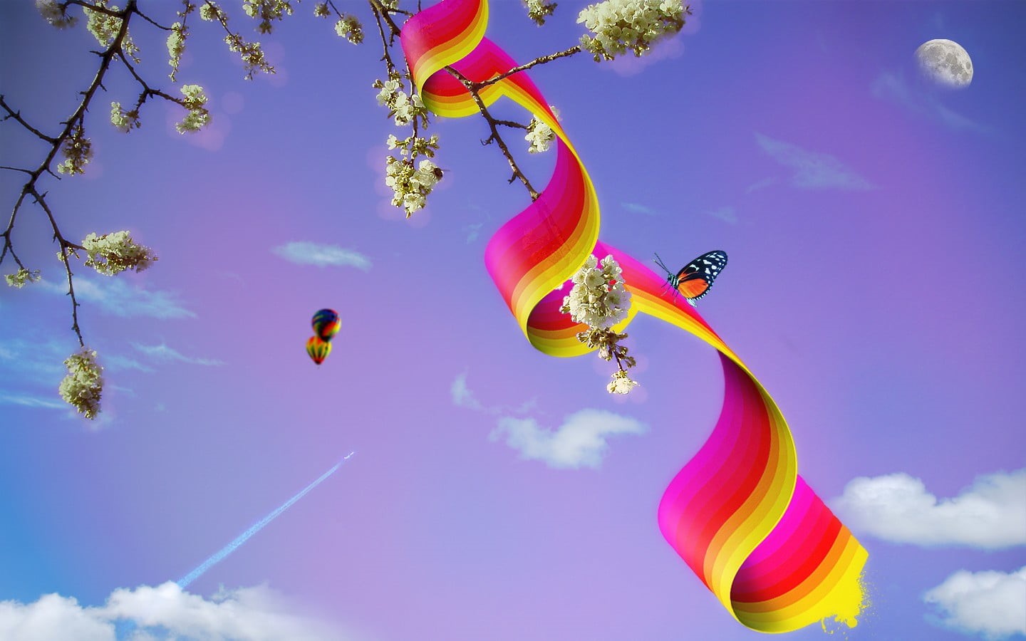720P, hot air balloons, celebration, wind, festival, low angle view, no people, environment, animal representation, cloud - sky, nature, outdoors, trees, HD Wallpaper