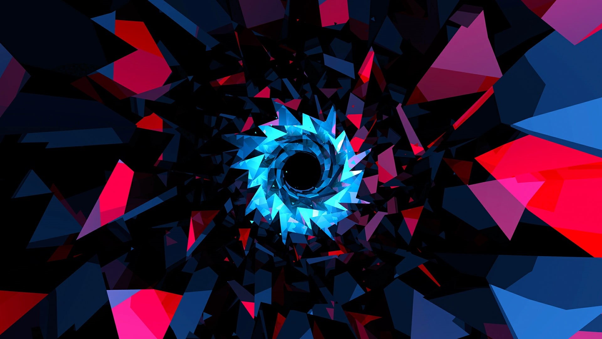 close-up, creativity, red, abstract, geometry, fractured, graphic design, spiral, pattern, glass - material, shape, indoors, technology, circle, backgrounds, HD Wallpaper