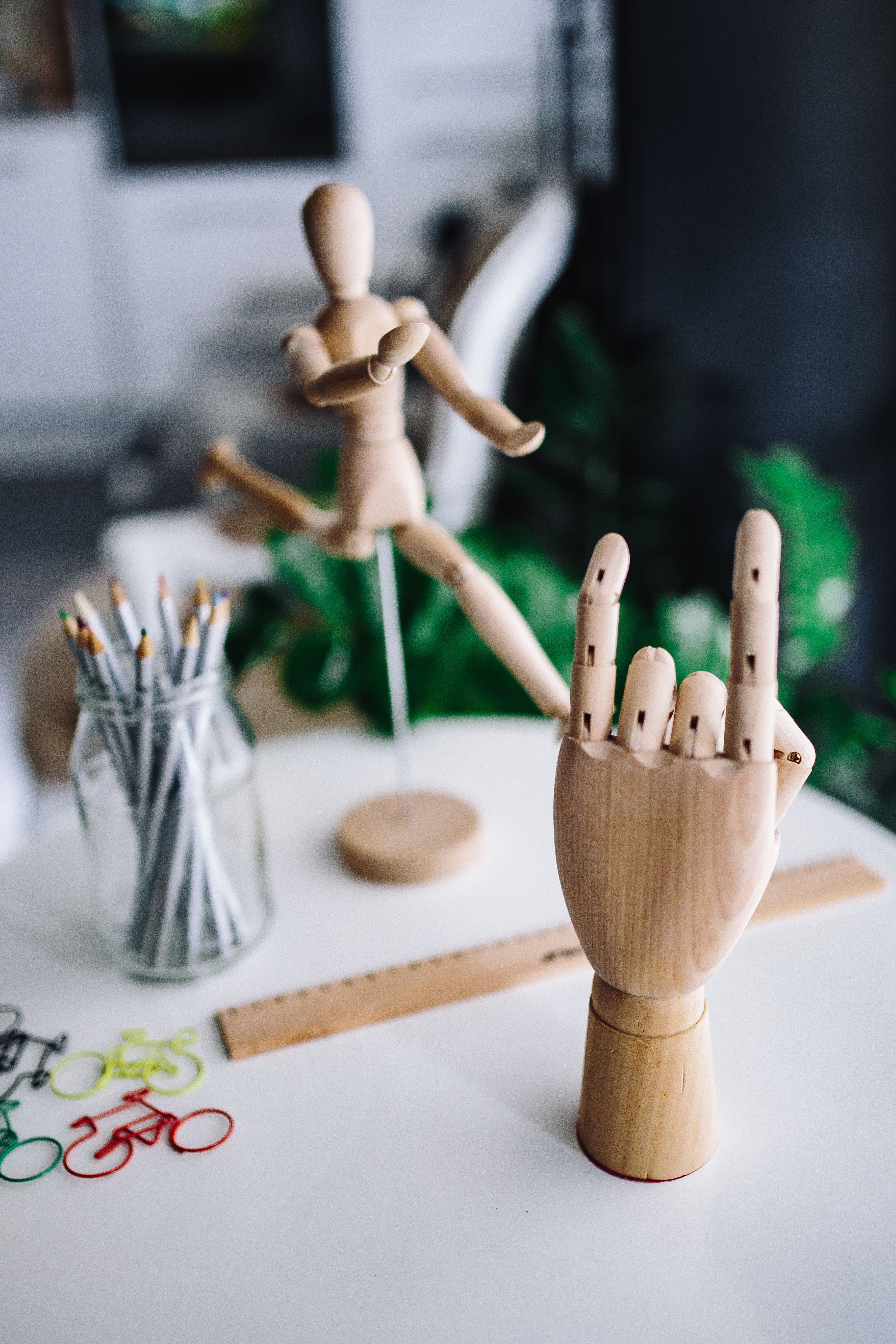 close-up, male likeness, craft, day, poses, model - object, belief, focus on foreground, white color, still life, toy, human representation, wooden, no people, Phone HD Wallpaper