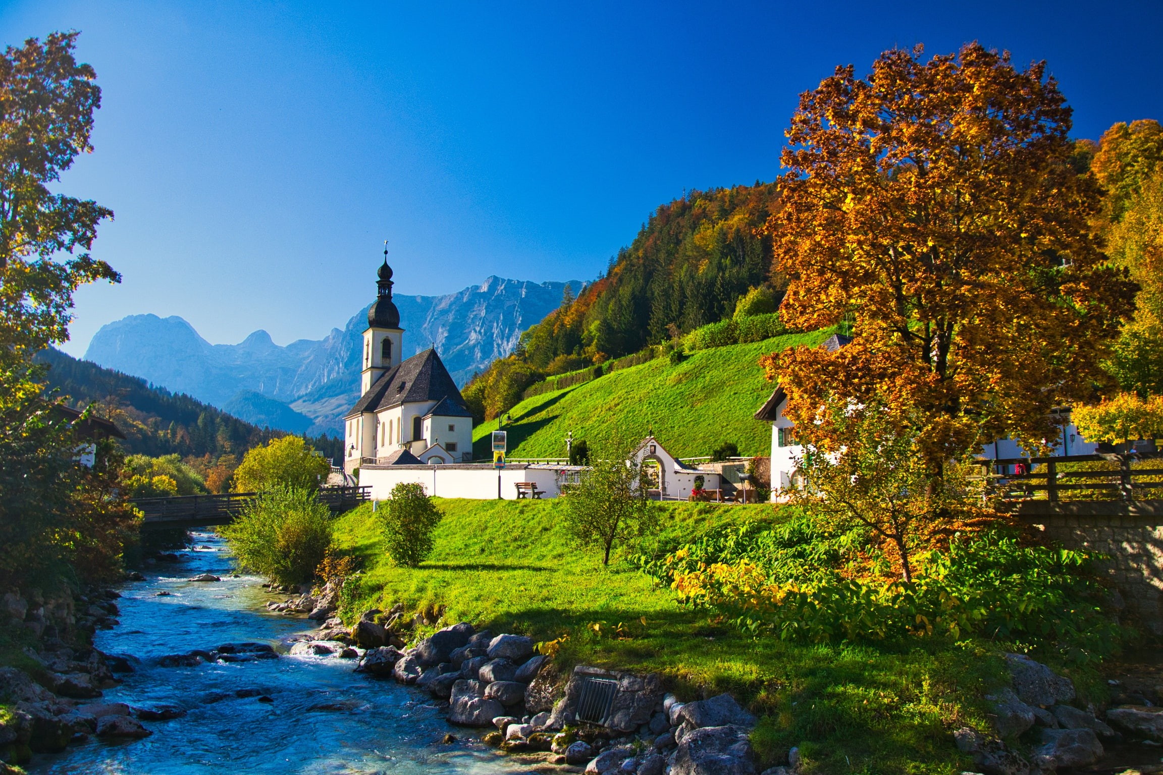 Ramsau bei Berchtesgaden, Church, Landscape, Man Made, 1080P, HD Wallpaper