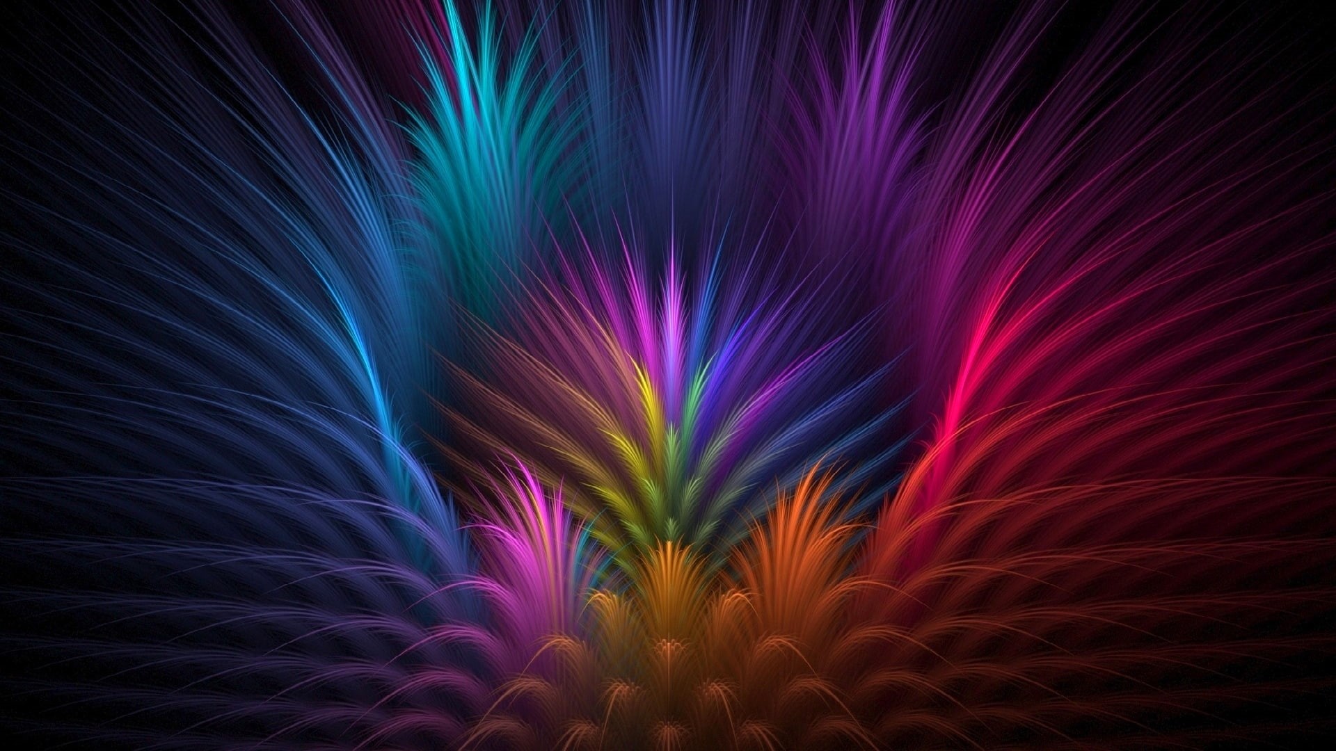 flower, feathers, symmetry, volume, rays, petals, 1080P, line, HD Wallpaper