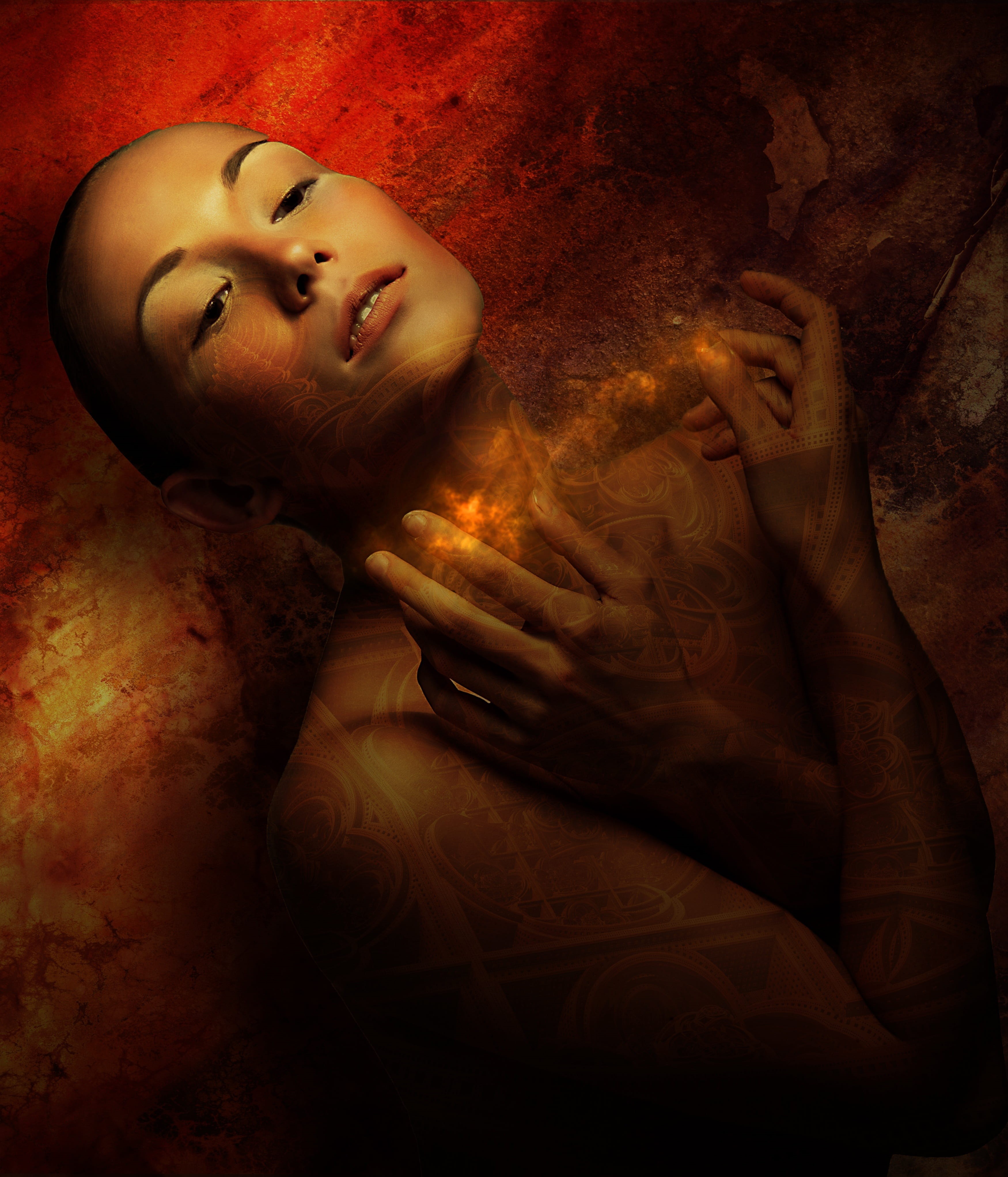 young adult, human face, eyes closed, 4K, human body part, one person, life, indoors, untitled, tattoed, beauty, inked, mystic, mysterious, beautiful woman, Phone HD Wallpaper